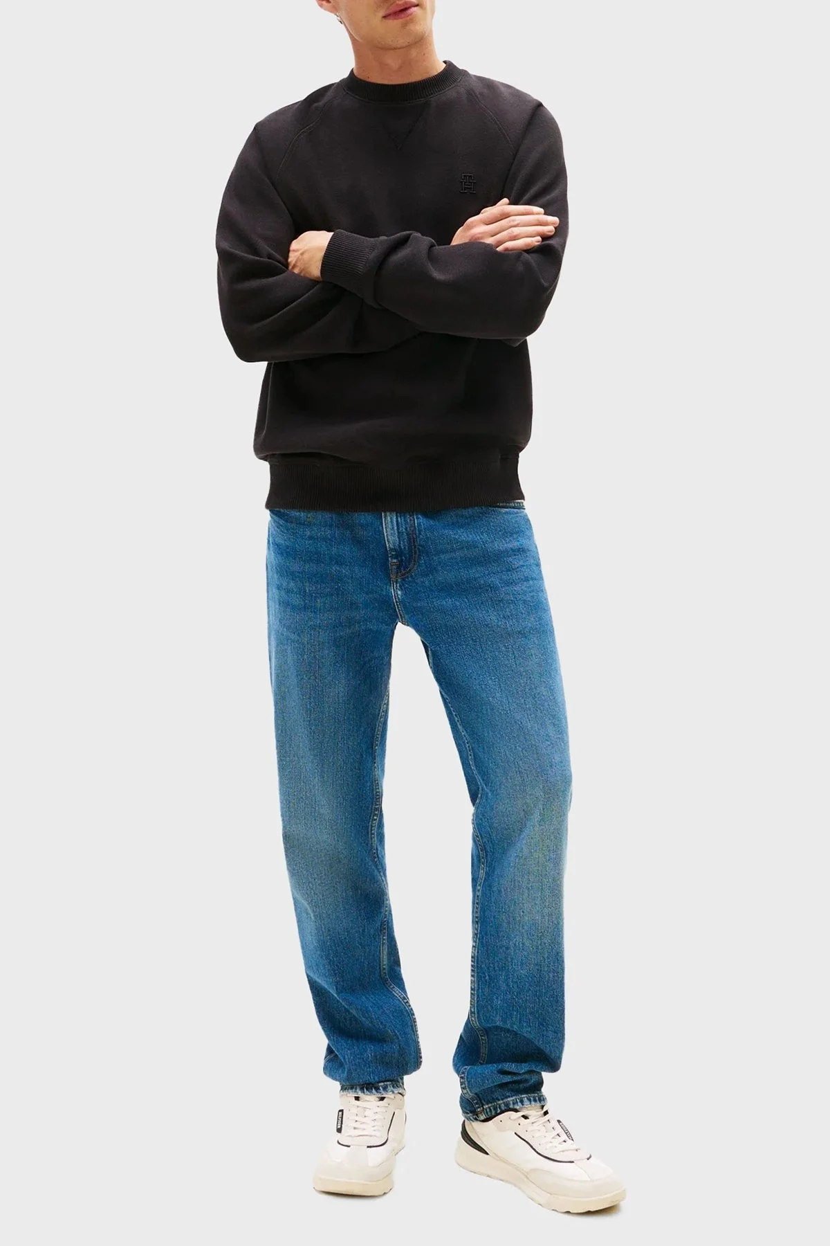 Tommy Hilfiger Logo Nakışlı Streç Pamuklu Regular Fit Bisiklet Yaka Erkek Sweat MW0MW39397 BDS SİYAH - 2