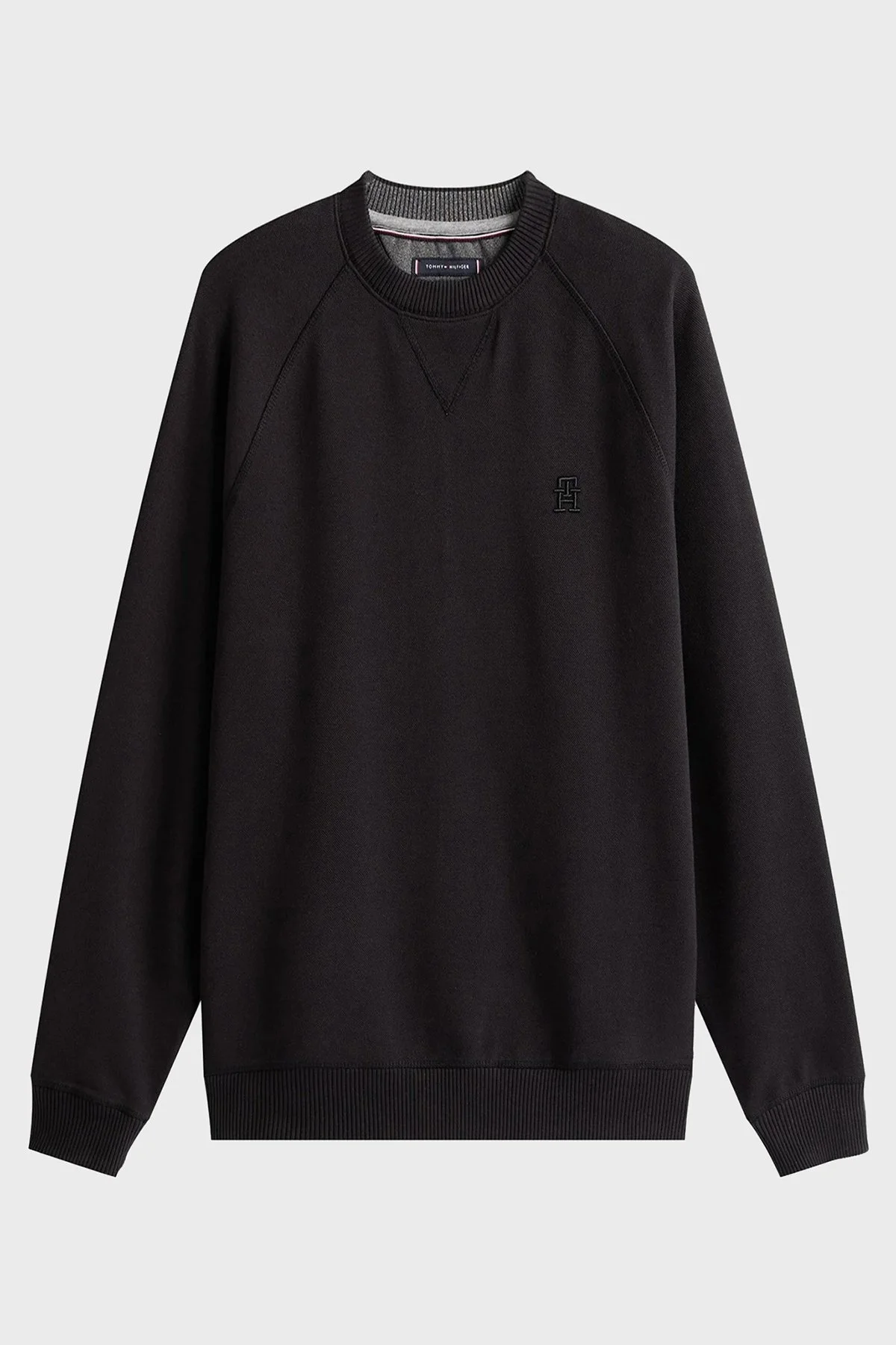 Tommy Hilfiger Logo Nakışlı Streç Pamuklu Regular Fit Bisiklet Yaka Erkek Sweat MW0MW39397 BDS SİYAH - 4