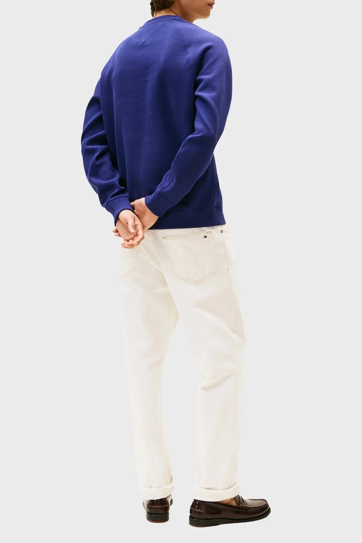 Tommy Hilfiger Logo Nakışlı Streç Pamuklu Regular Fit Bisiklet Yaka Erkek Sweat MW0MW39397 C7G MAVİ - 3