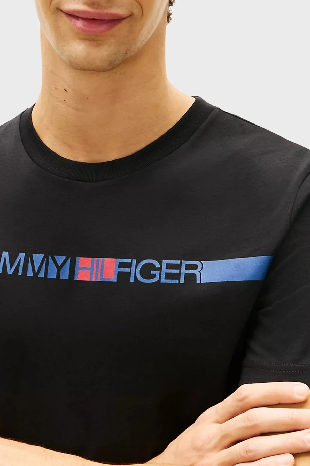 Tommy Hilfiger Logolu % 100 Pamuk Bisiklet Yaka Erkek T Shirt MW0MW42368 BDS SİYAH - 4