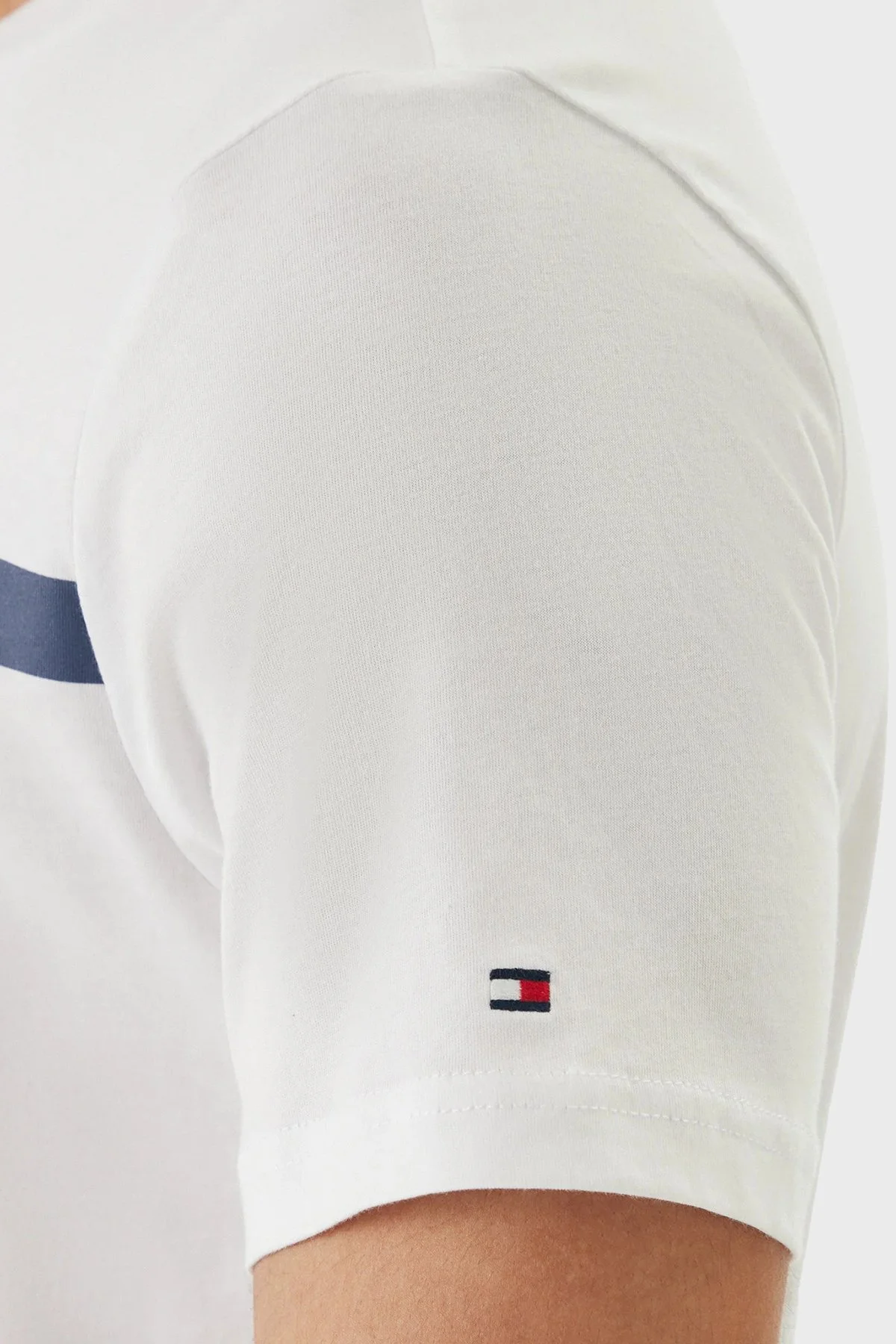 Tommy Hilfiger Logolu % 100 Pamuk Bisiklet Yaka Erkek T Shirt MW0MW42368 YBR BEYAZ - 5