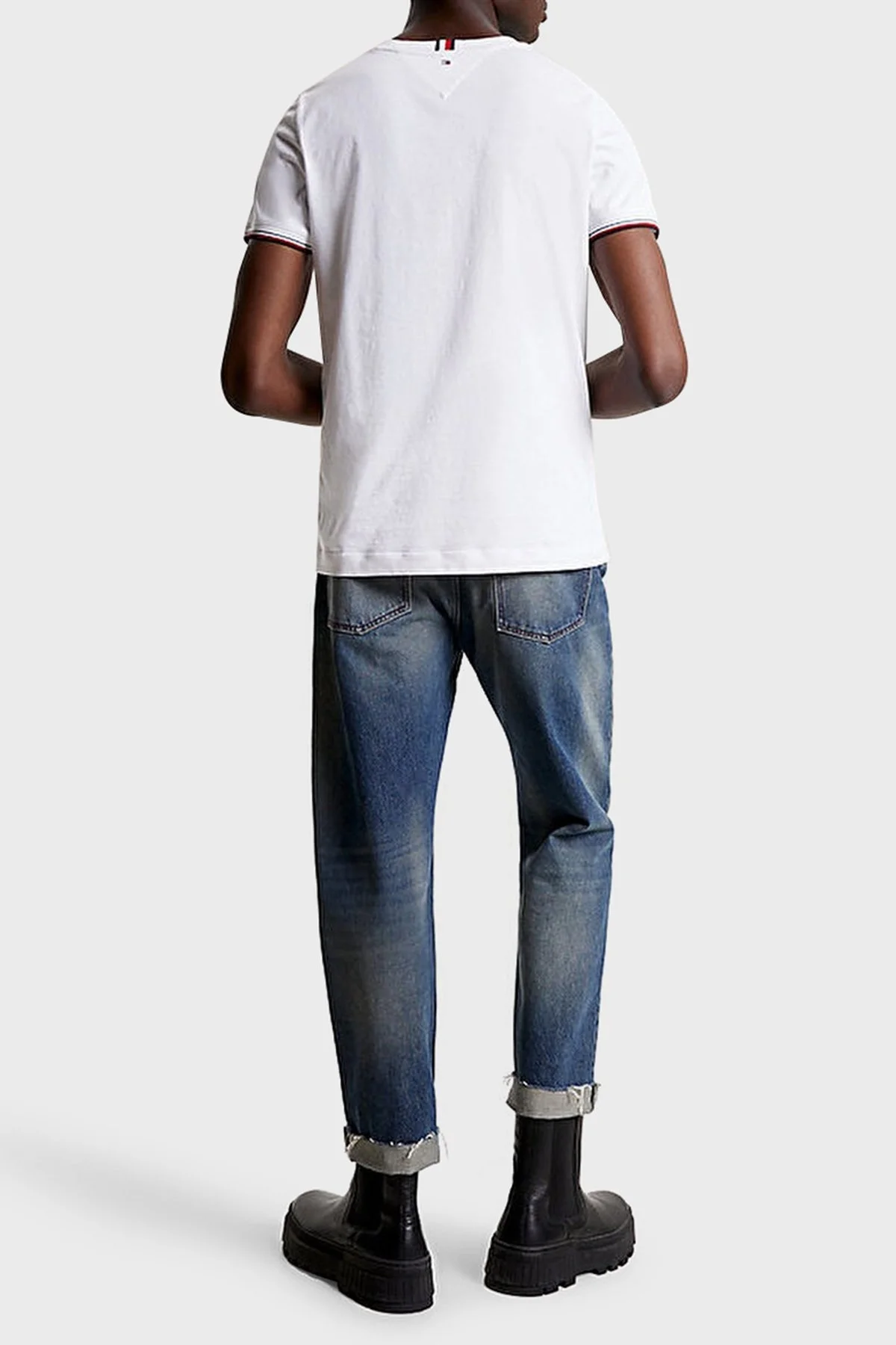 Tommy Hilfiger Logolu % 100 Pamuk Bisiklet Yaka Slim Fit Erkek T Shirt MW0MW32584 YBR BEYAZ - 17