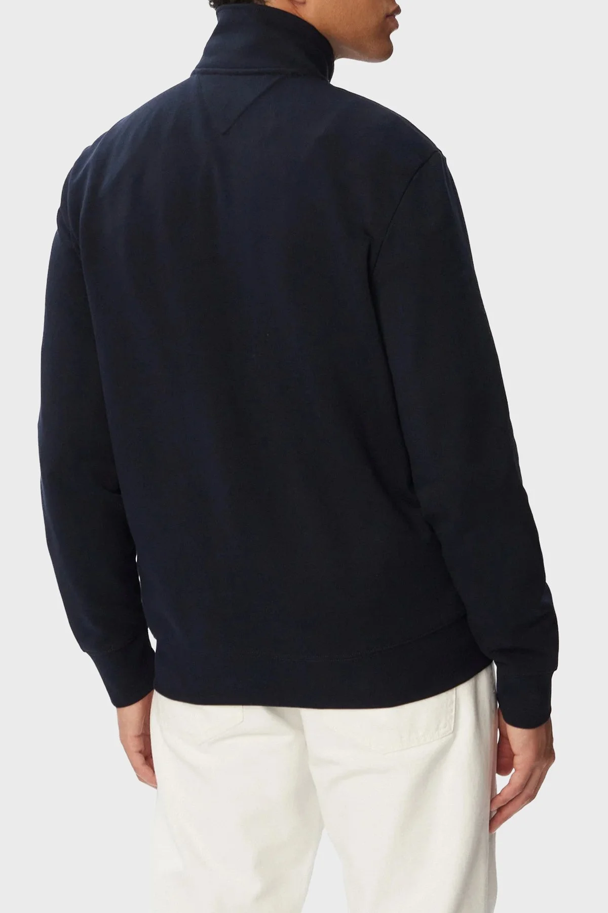 Tommy Hilfiger Logolu % 100 Pamuk Dik Yaka Fermuarlı Erkek Sweat MW0MW43219 DW5 Lacivert - 3