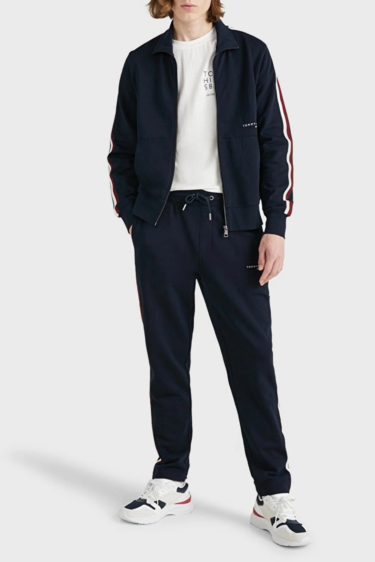 Tommy Hilfiger Logolu % 100 Pamuk Dik Yaka Regular Fit Cepli Erkek Sweat MW0MW30020 DW5 LACİVERT - 2
