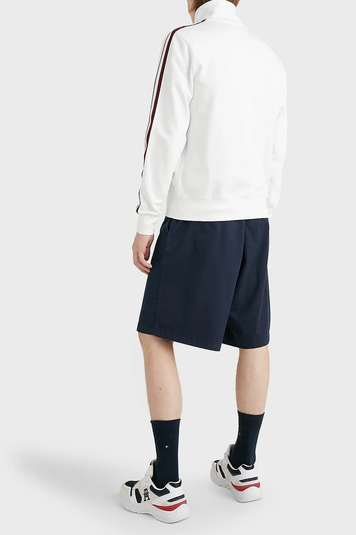 Tommy Hilfiger Logolu % 100 Pamuk Dik Yaka Regular Fit Cepli Erkek Sweat MW0MW30020 YBR BEYAZ - 4