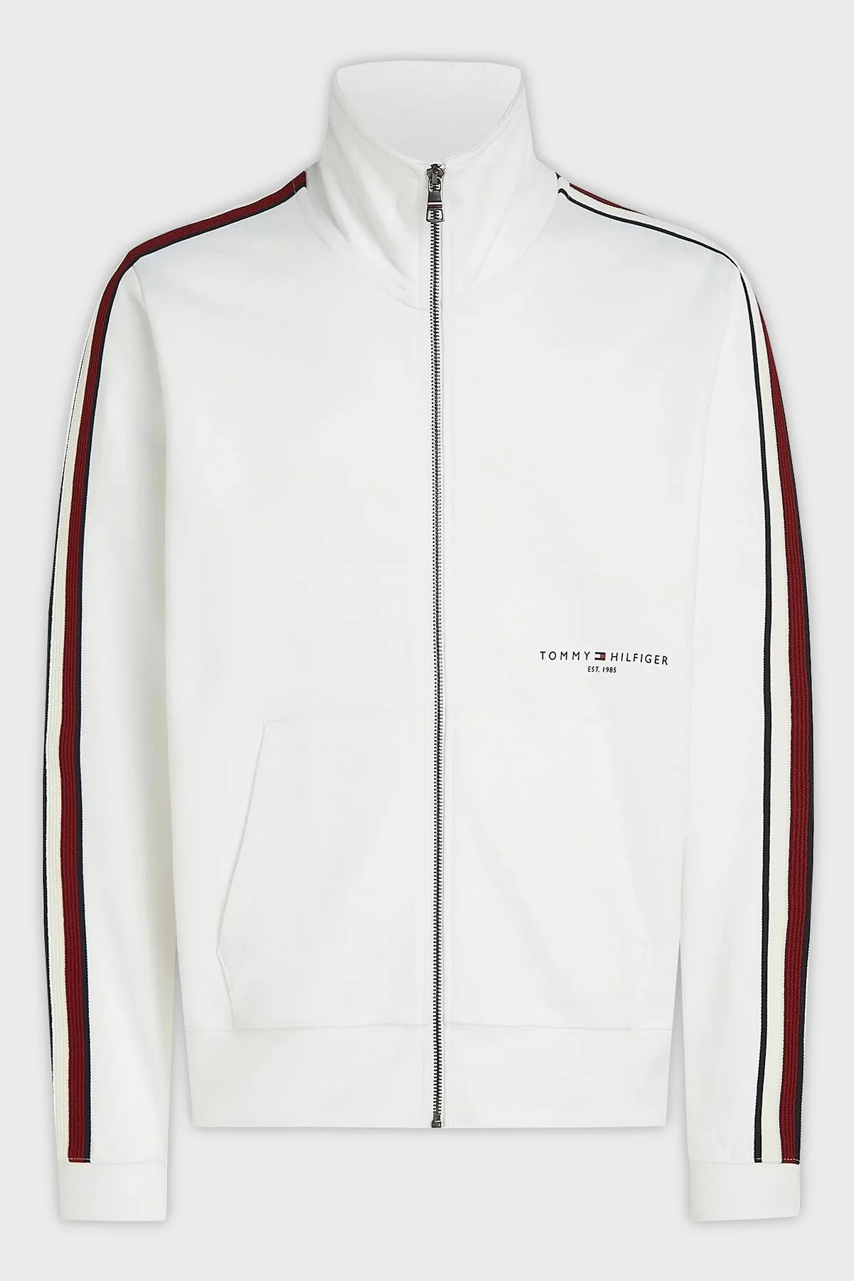 Tommy Hilfiger Logolu % 100 Pamuk Dik Yaka Regular Fit Cepli Erkek Sweat MW0MW30020 YBR BEYAZ - 5