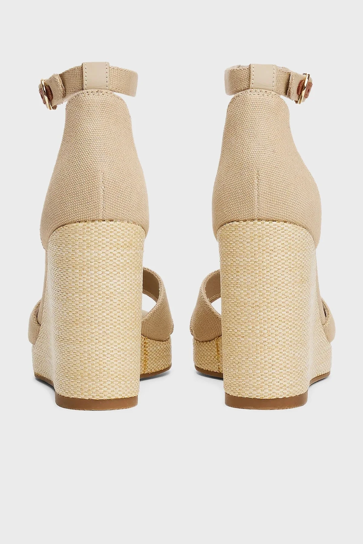 Tommy Hilfiger Logolu % 100 Pamuk Dolgu Topuklu Bayan Sandalet FW0FW08661 ACC BEJ - 6