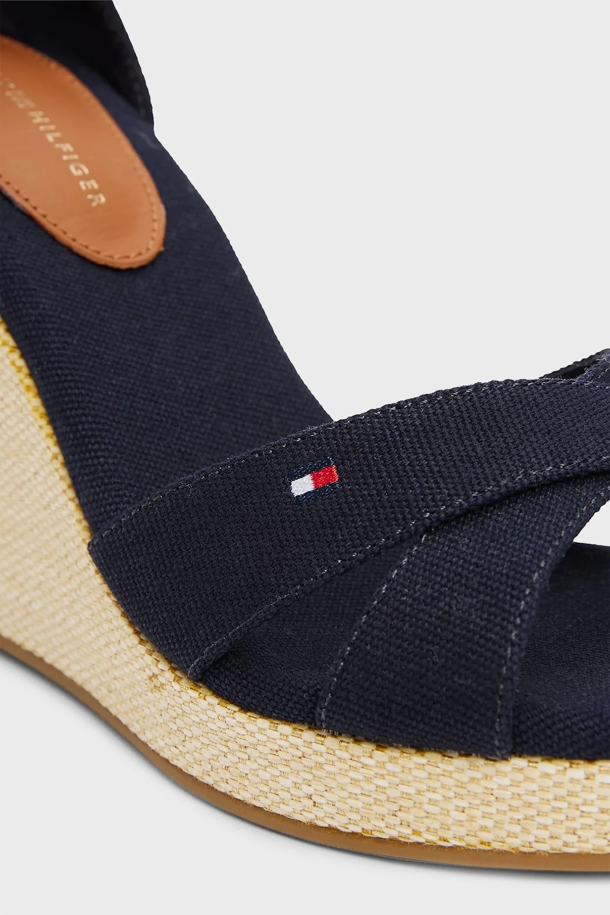 Tommy Hilfiger Logolu % 100 Pamuk Dolgu Topuklu Bayan Sandalet FW0FW08661 DW6 LACİVERT - 5