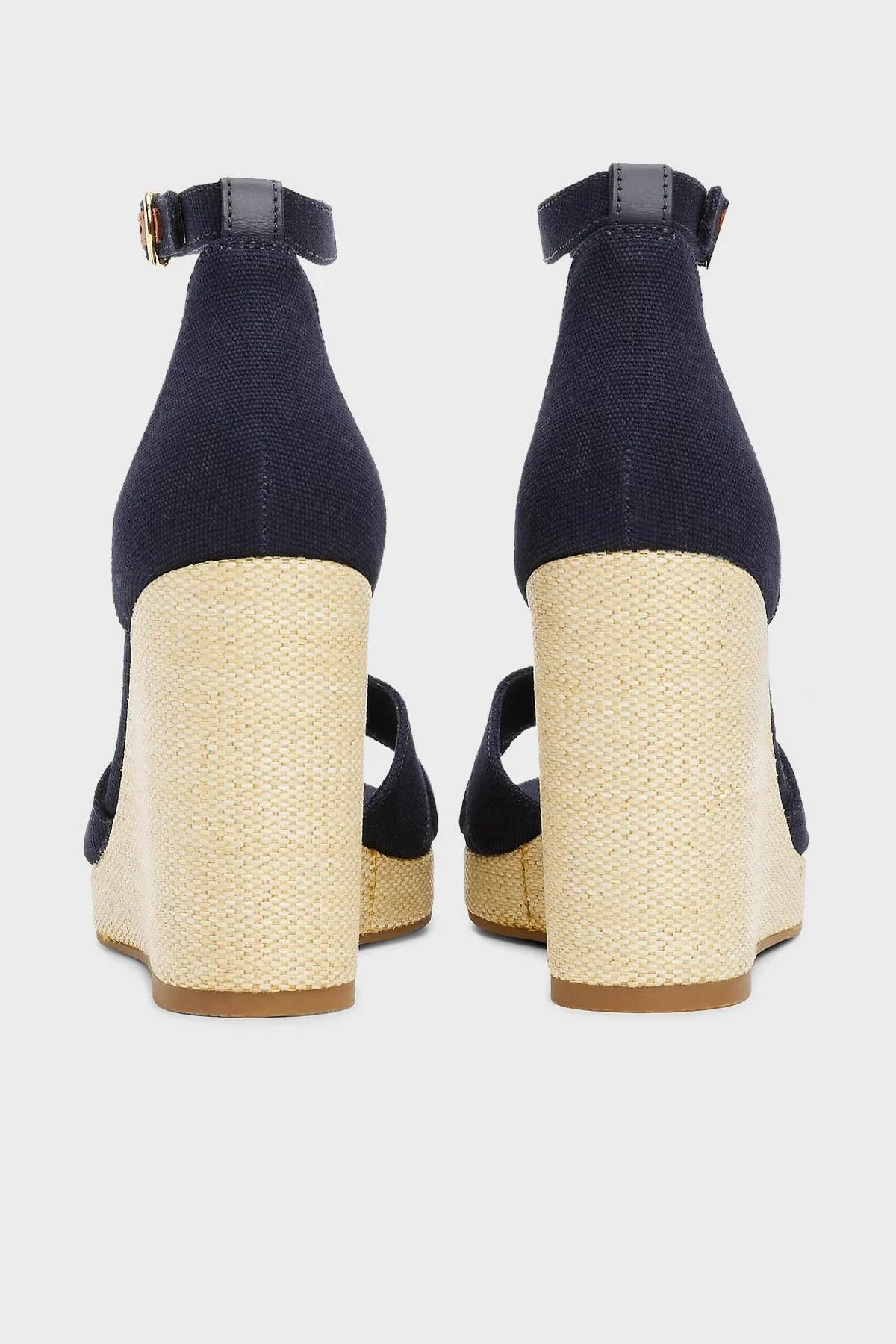 Tommy Hilfiger Logolu % 100 Pamuk Dolgu Topuklu Bayan Sandalet FW0FW08661 DW6 LACİVERT - 6