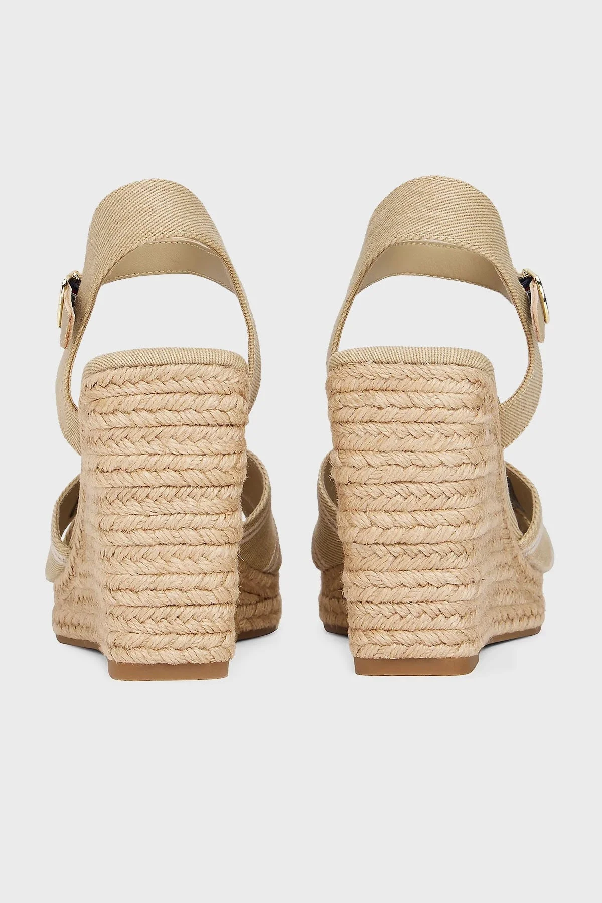 Tommy Hilfiger Logolu % 100 Pamuk Dolgu Topuklu Bayan Sandalet FW0FW08668 ACC BEJ - 6