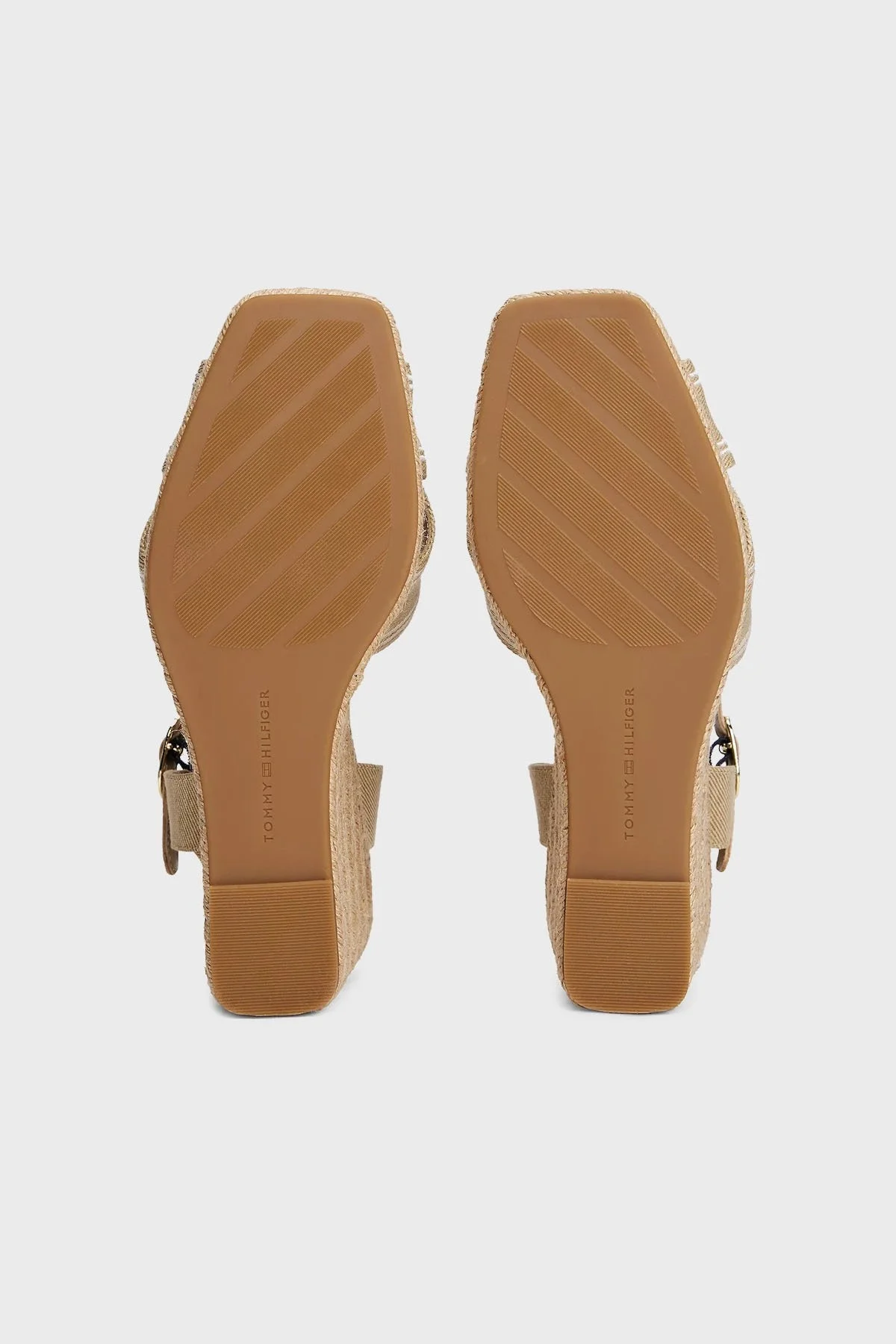 Tommy Hilfiger Logolu % 100 Pamuk Dolgu Topuklu Bayan Sandalet FW0FW08668 ACC BEJ - 7