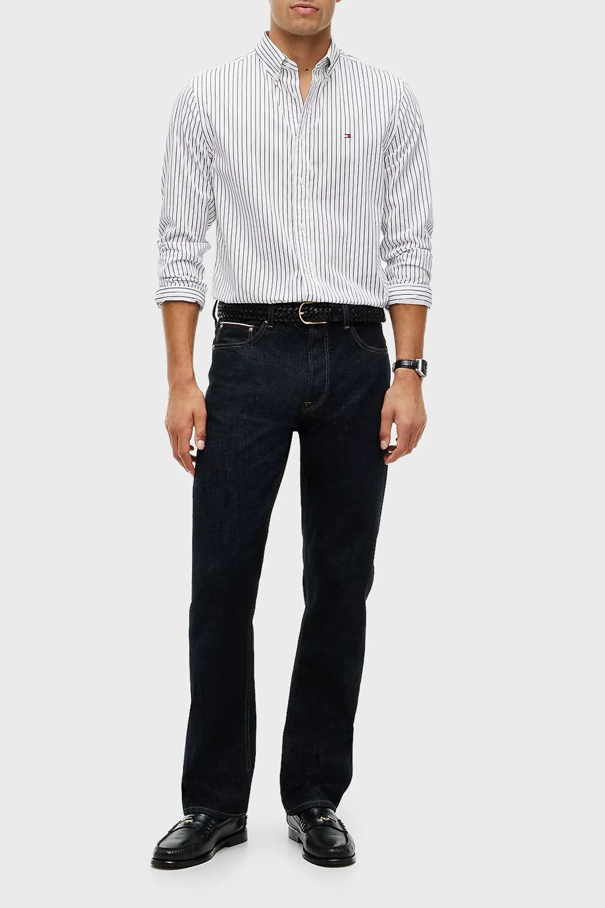 Tommy Hilfiger Logolu % 100 Pamuk Düğmeli Erkek Gömlek MW0MW44571 0FA Beyaz - 2