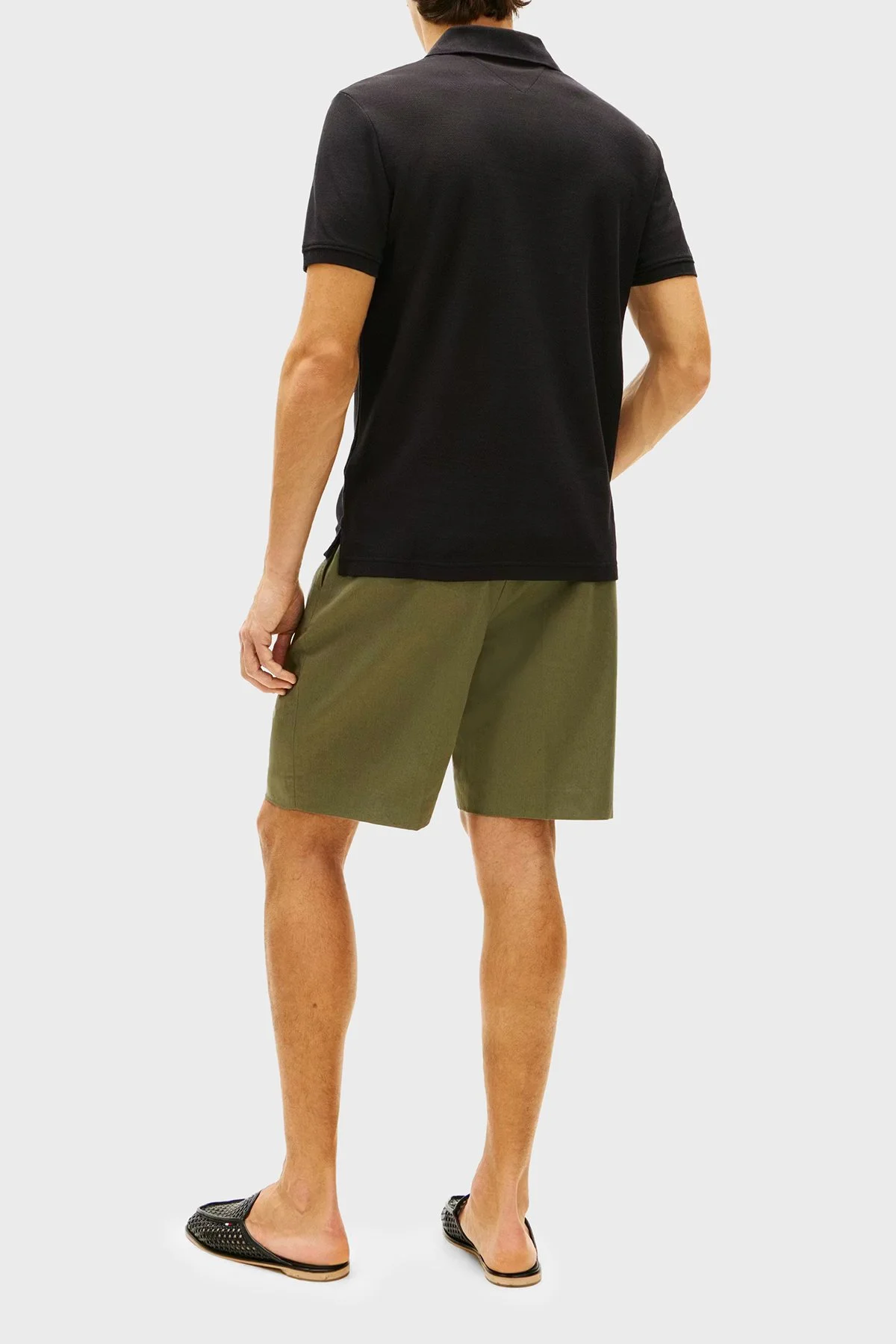 Tommy Hilfiger Logolu % 100 Pamuk Düğmeli Erkek Polo Yaka T Shirt MW0MW43046 BDS SİYAH - 3