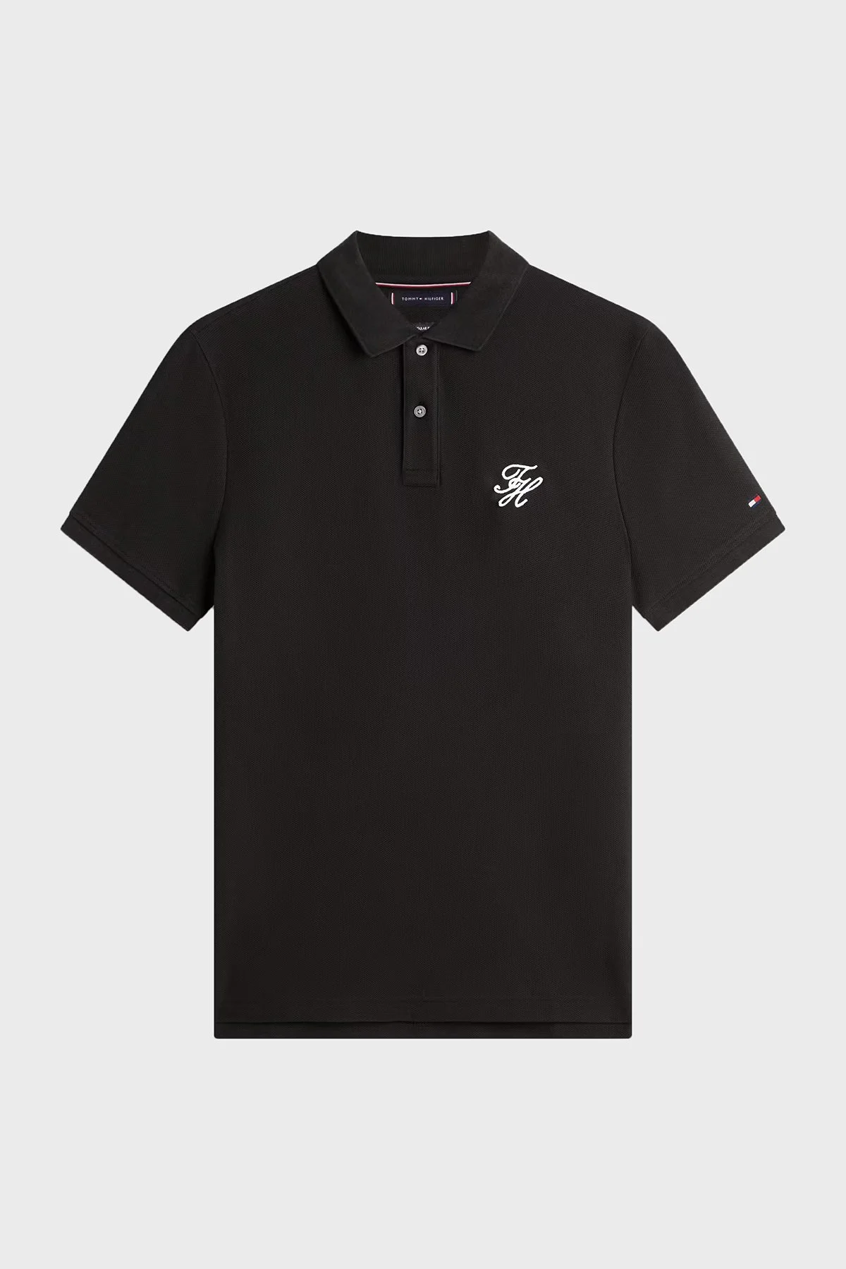 Tommy Hilfiger Logolu % 100 Pamuk Düğmeli Erkek Polo Yaka T Shirt MW0MW43046 BDS SİYAH - 5