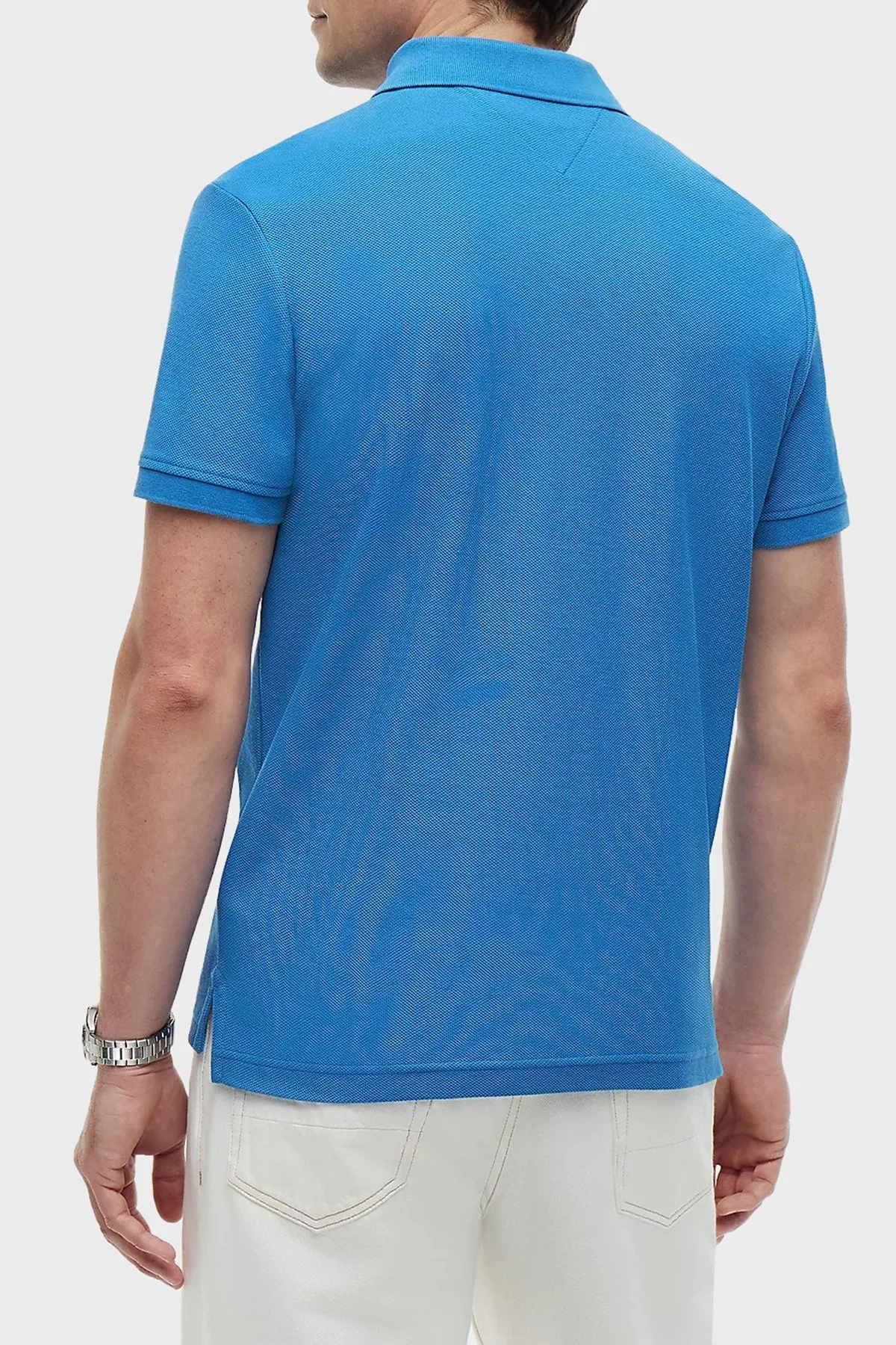 Tommy Hilfiger Logolu % 100 Pamuk Düğmeli Erkek Polo Yaka T Shirt MW0MW43046 C4U MAVİ - 3
