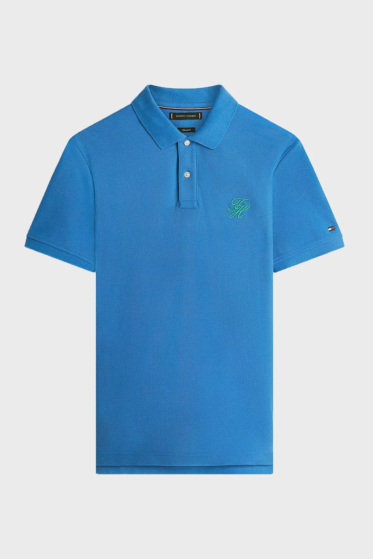 Tommy Hilfiger Logolu % 100 Pamuk Düğmeli Erkek Polo Yaka T Shirt MW0MW43046 C4U MAVİ - 5