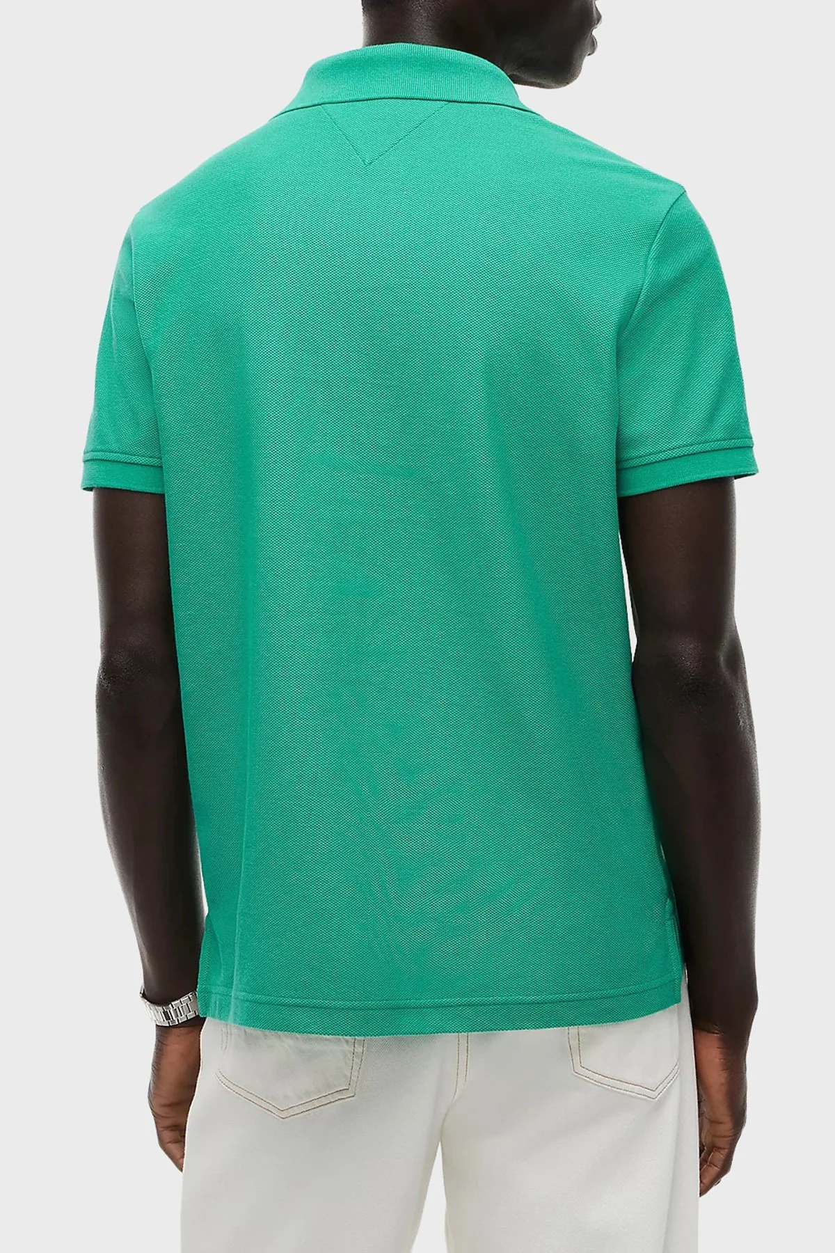Tommy Hilfiger Logolu % 100 Pamuk Düğmeli Erkek Polo Yaka T Shirt MW0MW43046 L3W Yeşil - 3