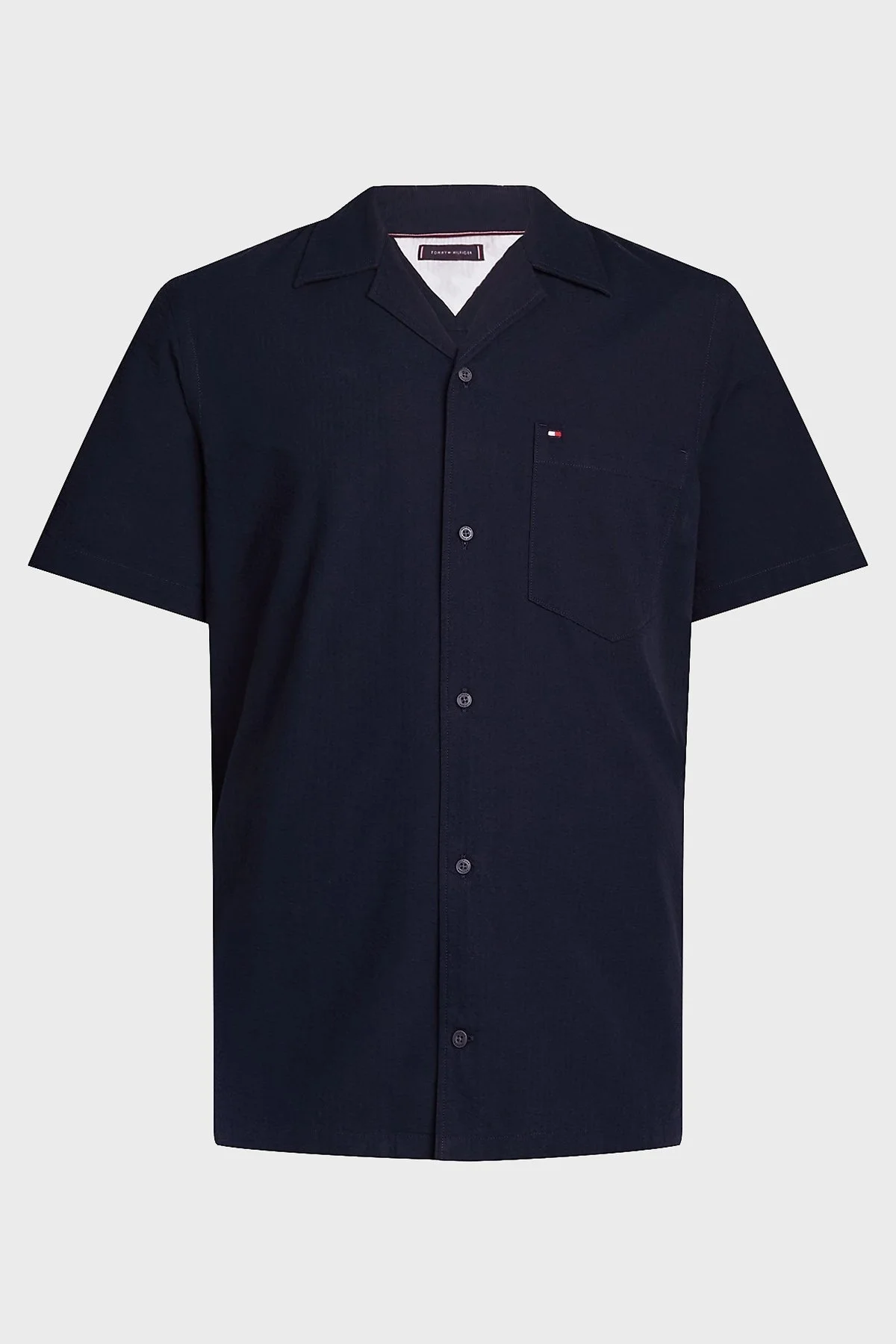 Tommy Hilfiger Logolu % 100 Pamuk Kısa Kollu Regular Fit Erkek Gömlek MW0MW35211 DW5 LACİVERT - 4