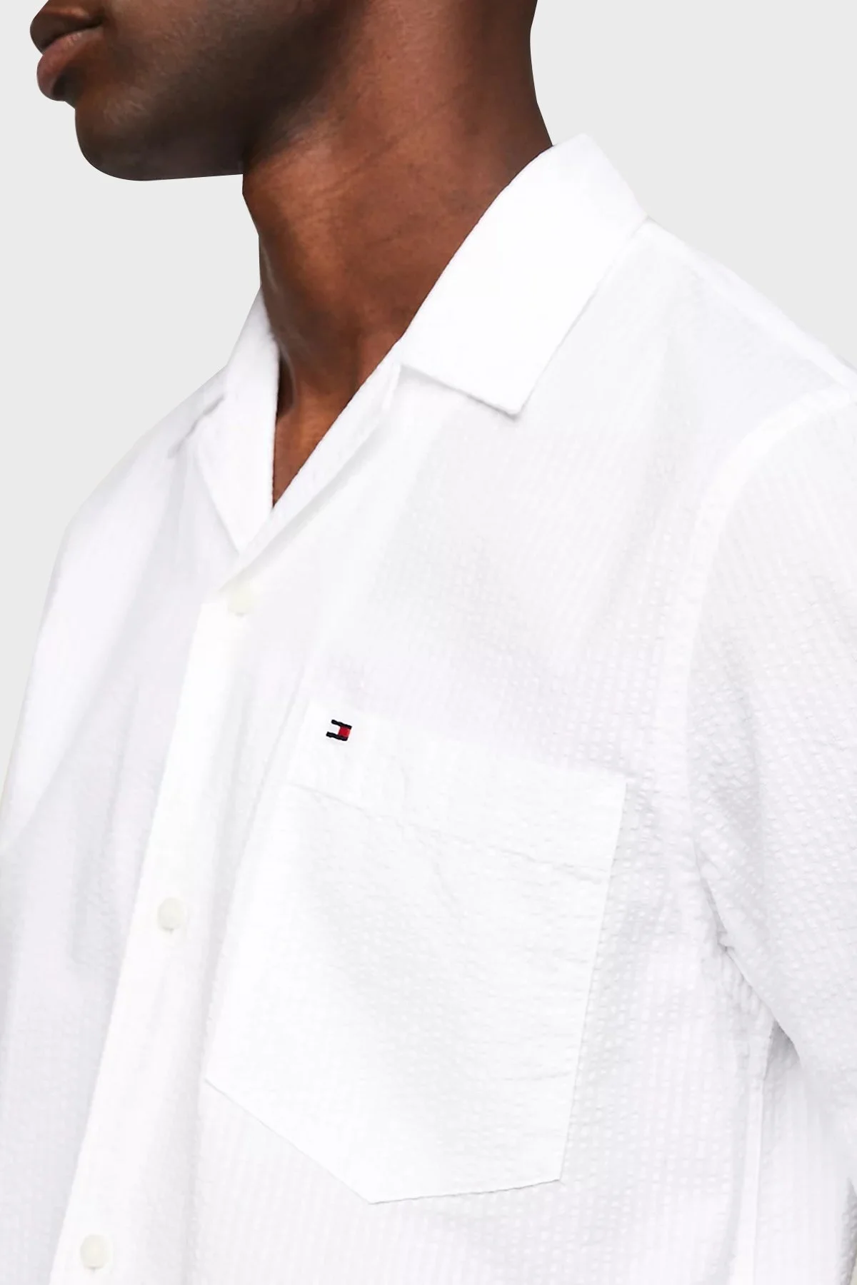 Tommy Hilfiger Logolu % 100 Pamuk Kısa Kollu Regular Fit Erkek Gömlek MW0MW35211 YCF BEYAZ - 3