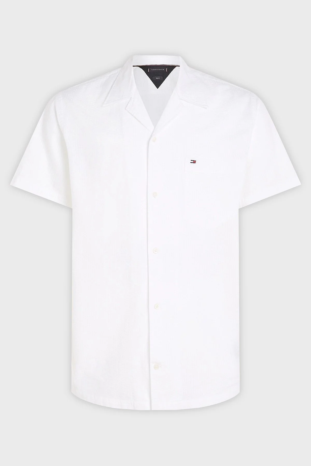 Tommy Hilfiger Logolu % 100 Pamuk Kısa Kollu Regular Fit Erkek Gömlek MW0MW35211 YCF BEYAZ - 4