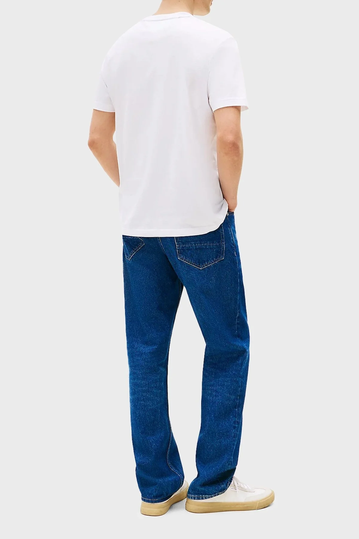Tommy Hilfiger Logolu % 100 Pamuk Regular Fit Bisiklet Yaka Erkek T Shirt MW0MW38636 YBR BEYAZ - 8