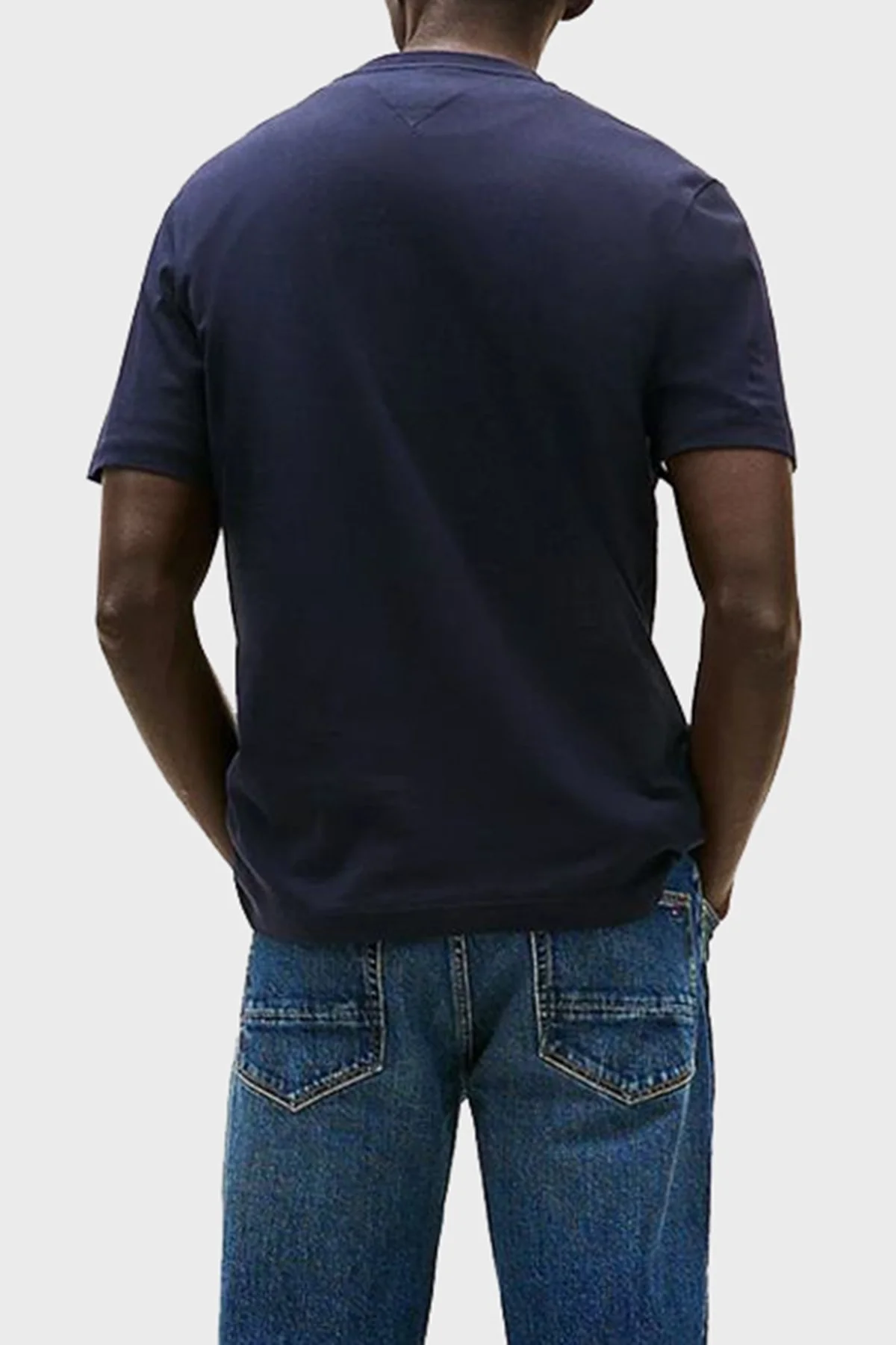 Tommy Hilfiger Logolu % 100 Pamuk Regular Fit Bisiklet Yaka Erkek T Shirt MW0MW38644 DW5 LACİVERT - 6