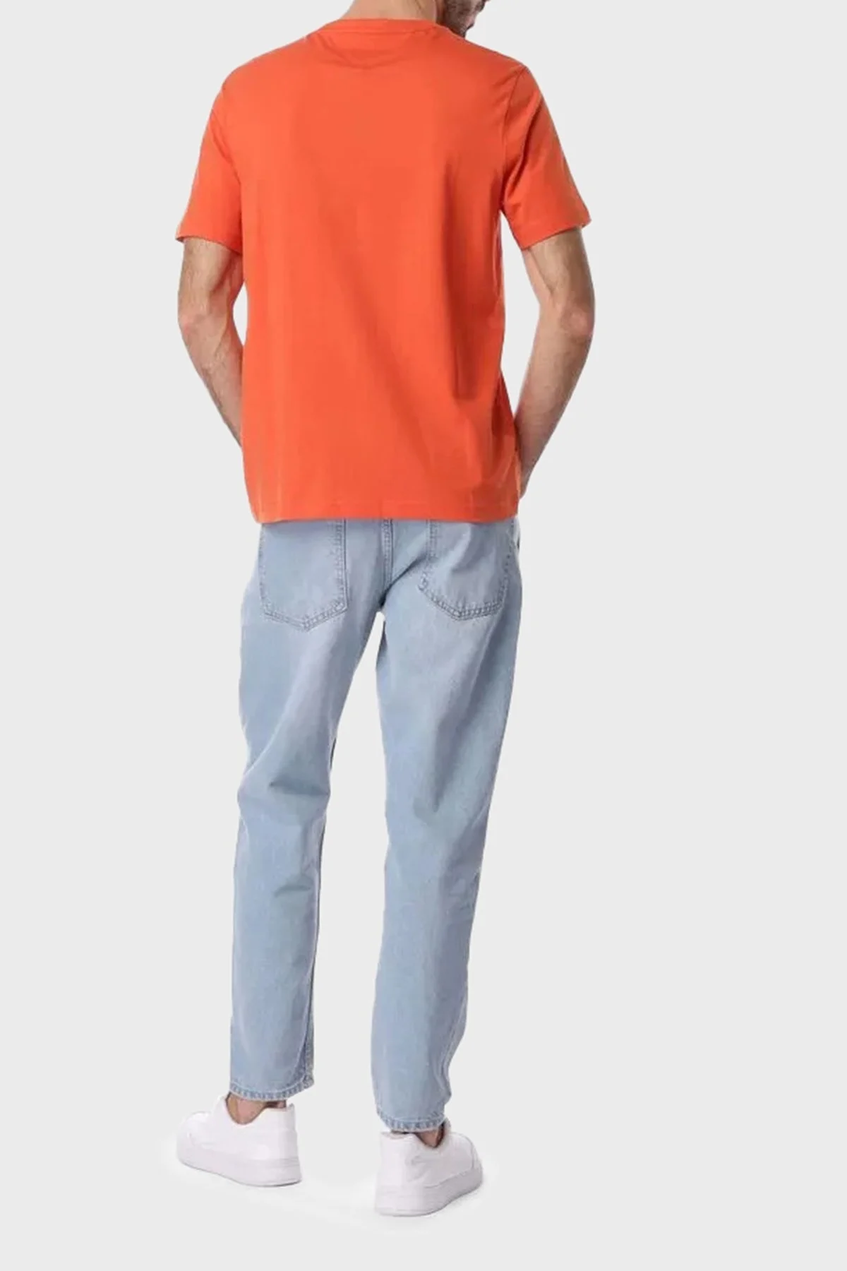 Tommy Hilfiger Logolu % 100 Pamuk Regular Fit Bisiklet Yaka Erkek T Shirt MW0MW38644 SCX ORANGE - 8