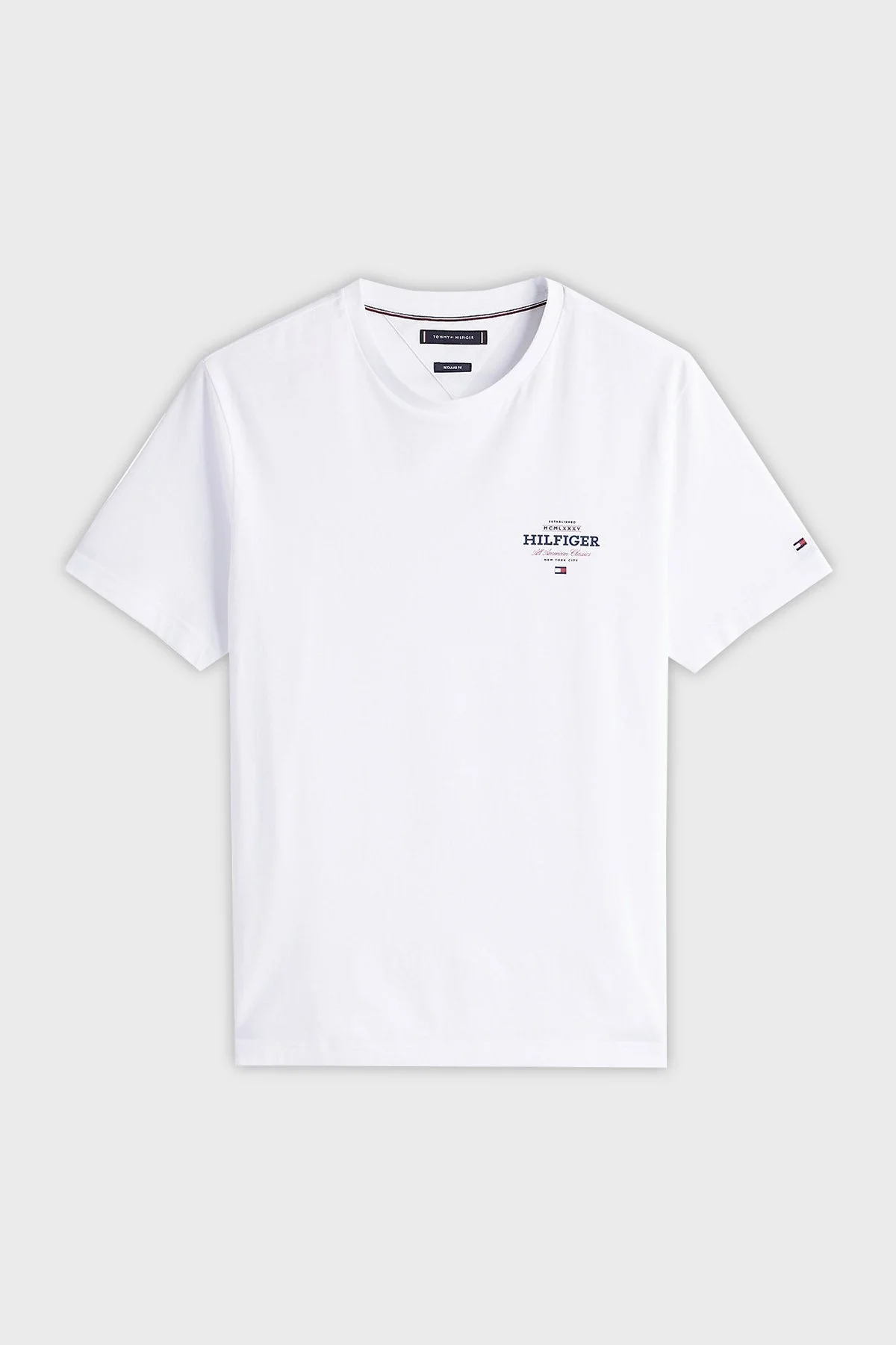 Tommy Hilfiger Logolu % 100 Pamuk Regular Fit Bisiklet Yaka Erkek T Shirt MW0MW38644 YBR BEYAZ - 5