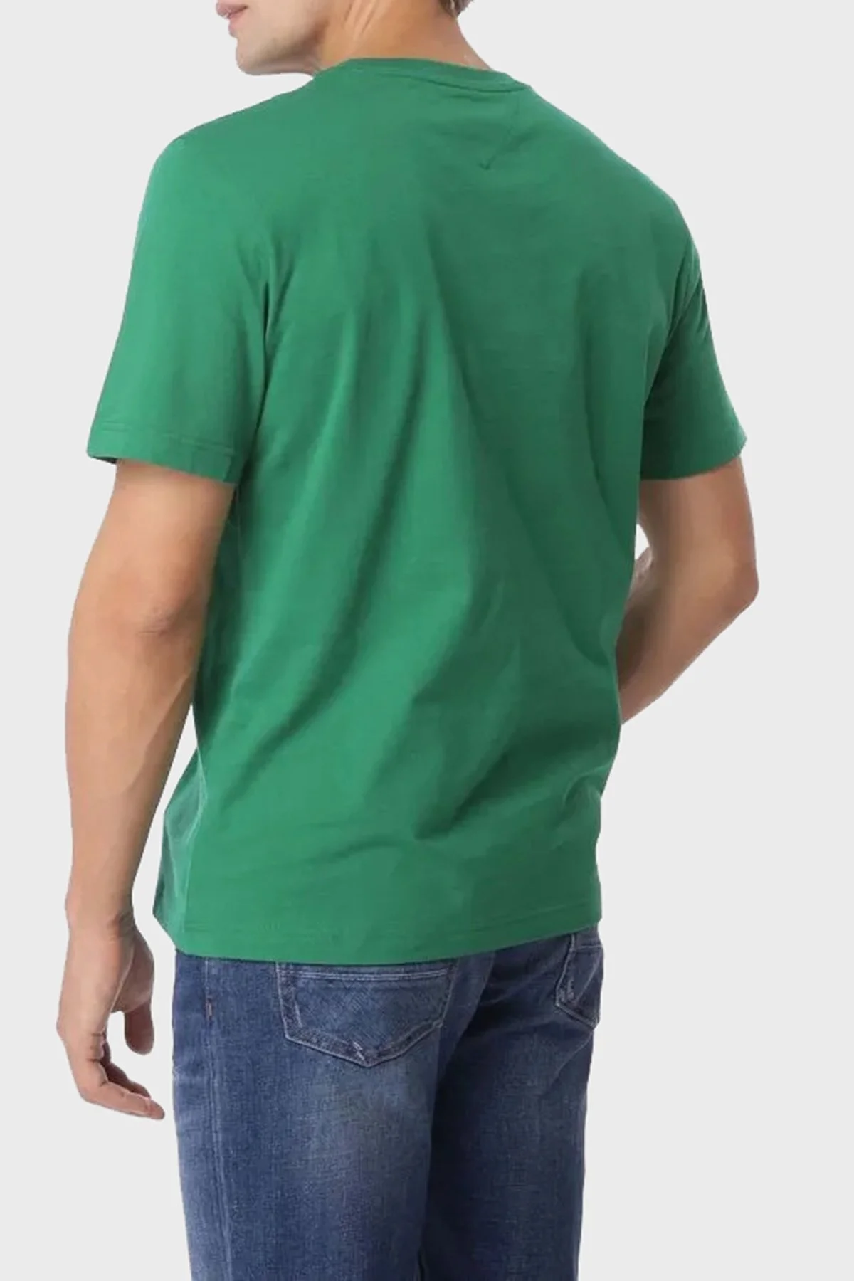 Tommy Hilfiger Logolu % 100 Pamuk Regular Fit Bisiklet Yaka Erkek T Shirt MW0MW39149 L4F YEŞİL - 7