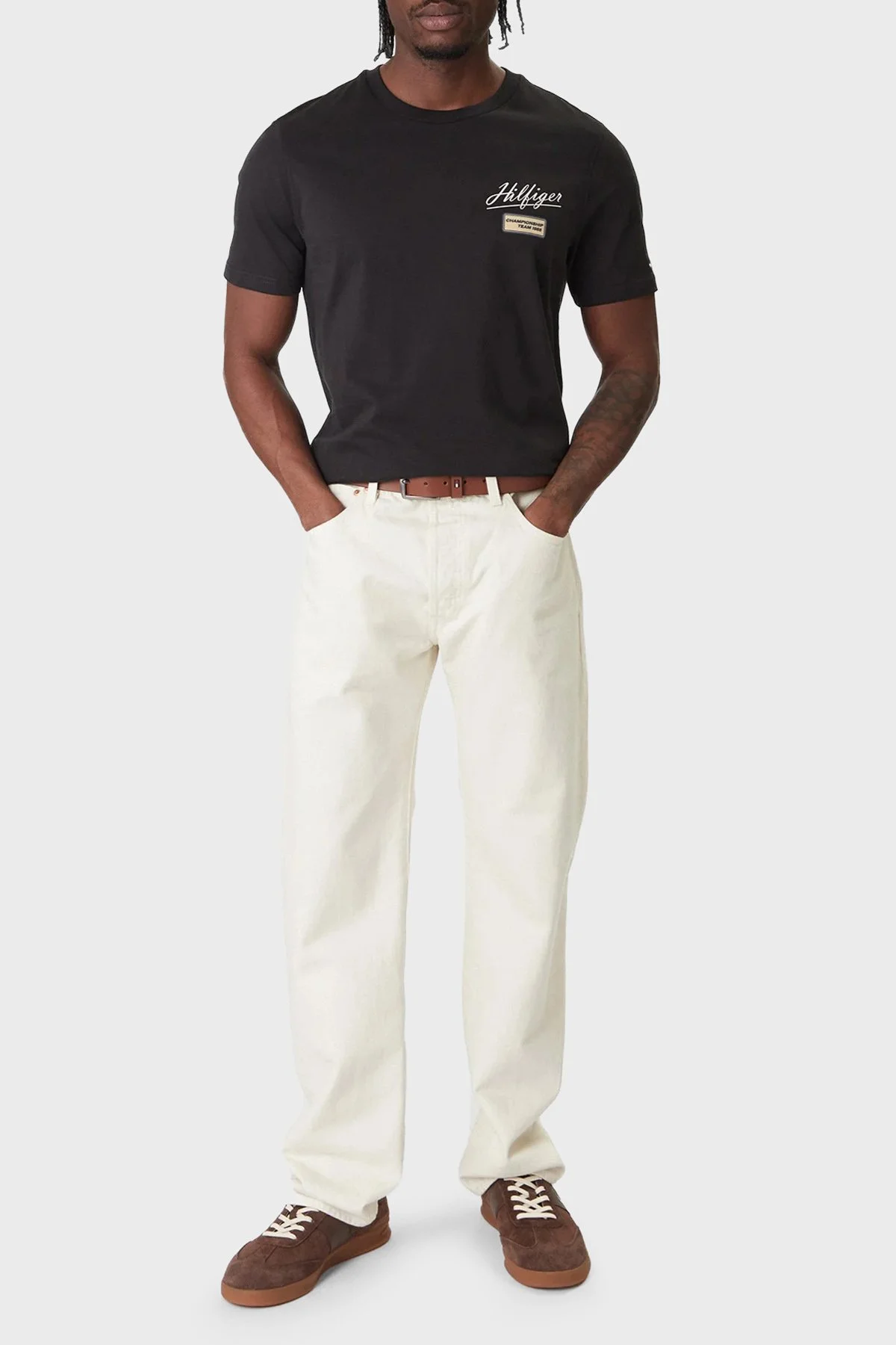 Tommy Hilfiger Logolu % 100 Pamuk Regular Fit Bisiklet Yaka Erkek T Shirt MW0MW41471 BDS SİYAH - 2