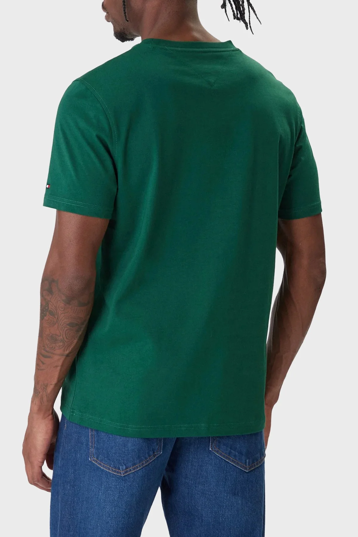 Tommy Hilfiger Logolu % 100 Pamuk Regular Fit Bisiklet Yaka Erkek T Shirt MW0MW41471 L4M YEŞİL - 3