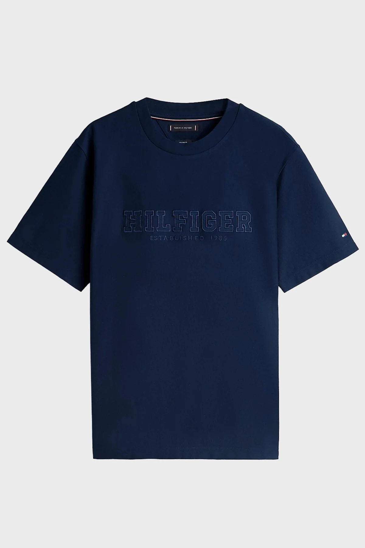 Tommy Hilfiger Logolu % 100 Pamuk Regular Fit Bisiklet Yaka Erkek T Shirt MW0MW41766 C1G LACİVERT - 5