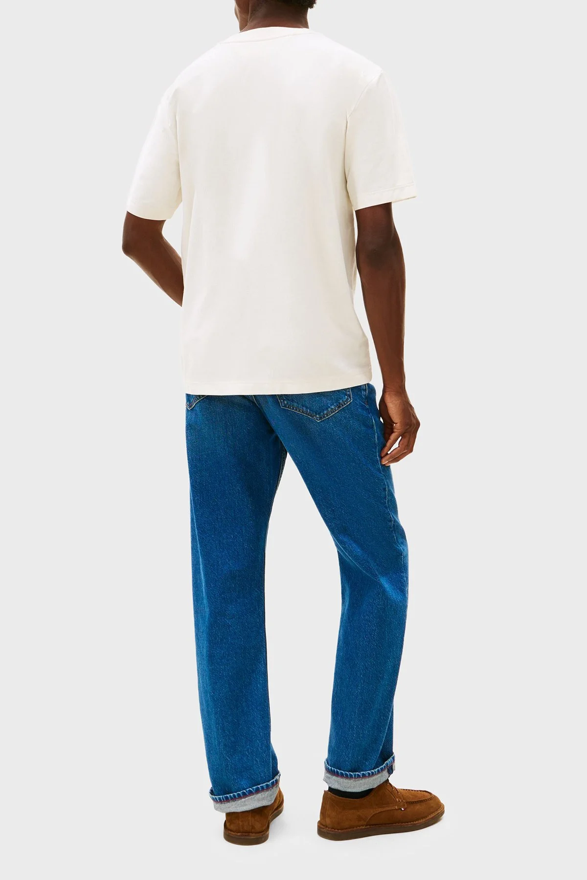 Tommy Hilfiger Logolu % 100 Pamuk Regular Fit Bisiklet Yaka Erkek T Shirt MW0MW41766 Z00 Açık bej - 3