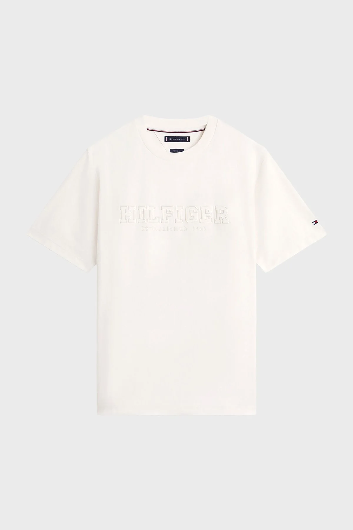 Tommy Hilfiger Logolu % 100 Pamuk Regular Fit Bisiklet Yaka Erkek T Shirt MW0MW41766 Z00 Açık bej - 5