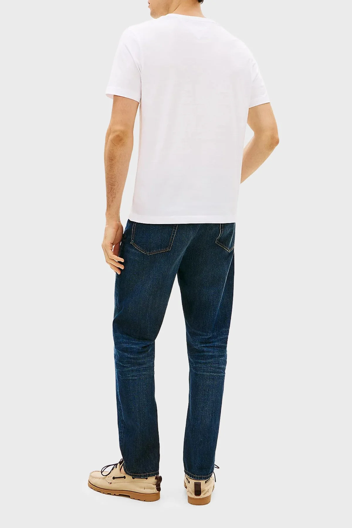 Tommy Hilfiger Logolu % 100 Pamuk Regular Fit Bisiklet Yaka Erkek T Shirt MW0MW42365 YBR BEYAZ - 3