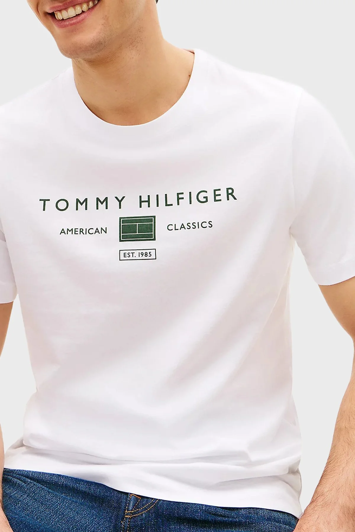 Tommy Hilfiger Logolu % 100 Pamuk Regular Fit Bisiklet Yaka Erkek T Shirt MW0MW42365 YBR BEYAZ - 4