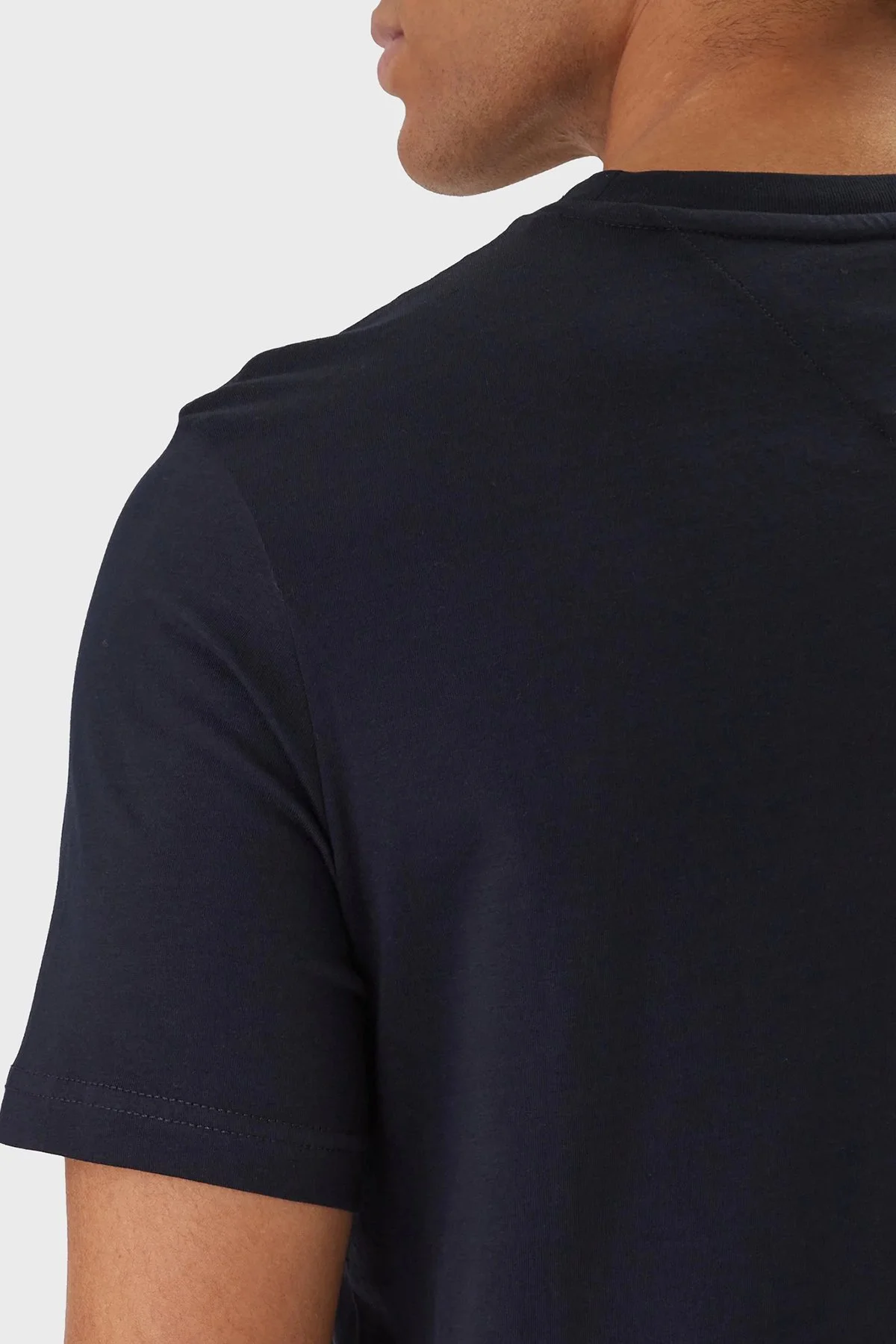 Tommy Hilfiger Logolu % 100 Pamuk Regular Fit Bisiklet Yaka Erkek T Shirt MW0MW42369 DW5 LACİVERT - 5