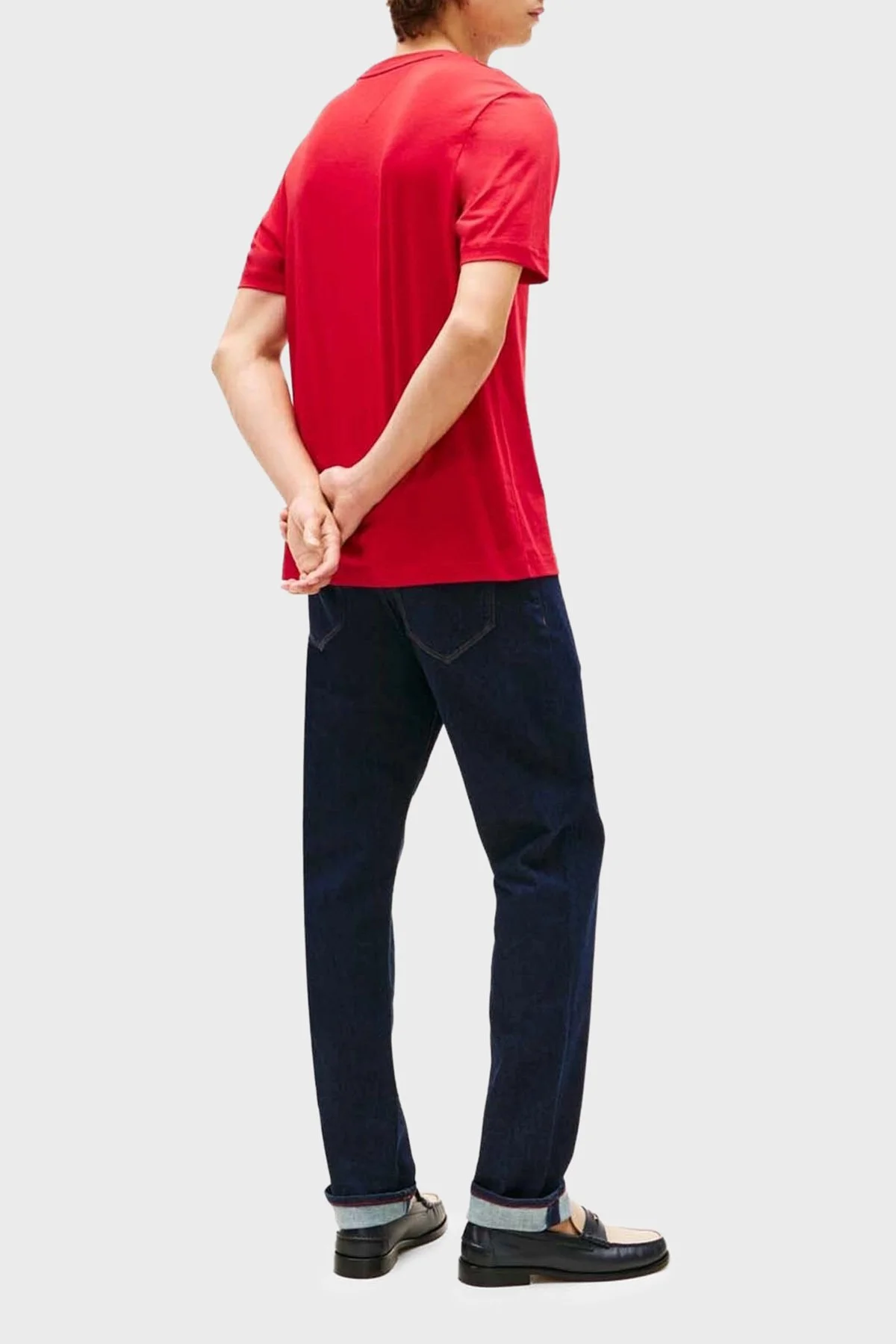 Tommy Hilfiger Logolu % 100 Pamuk Regular Fit Bisiklet Yaka Erkek T Shirt MW0MW42369 XLD KIRMIZI - 3