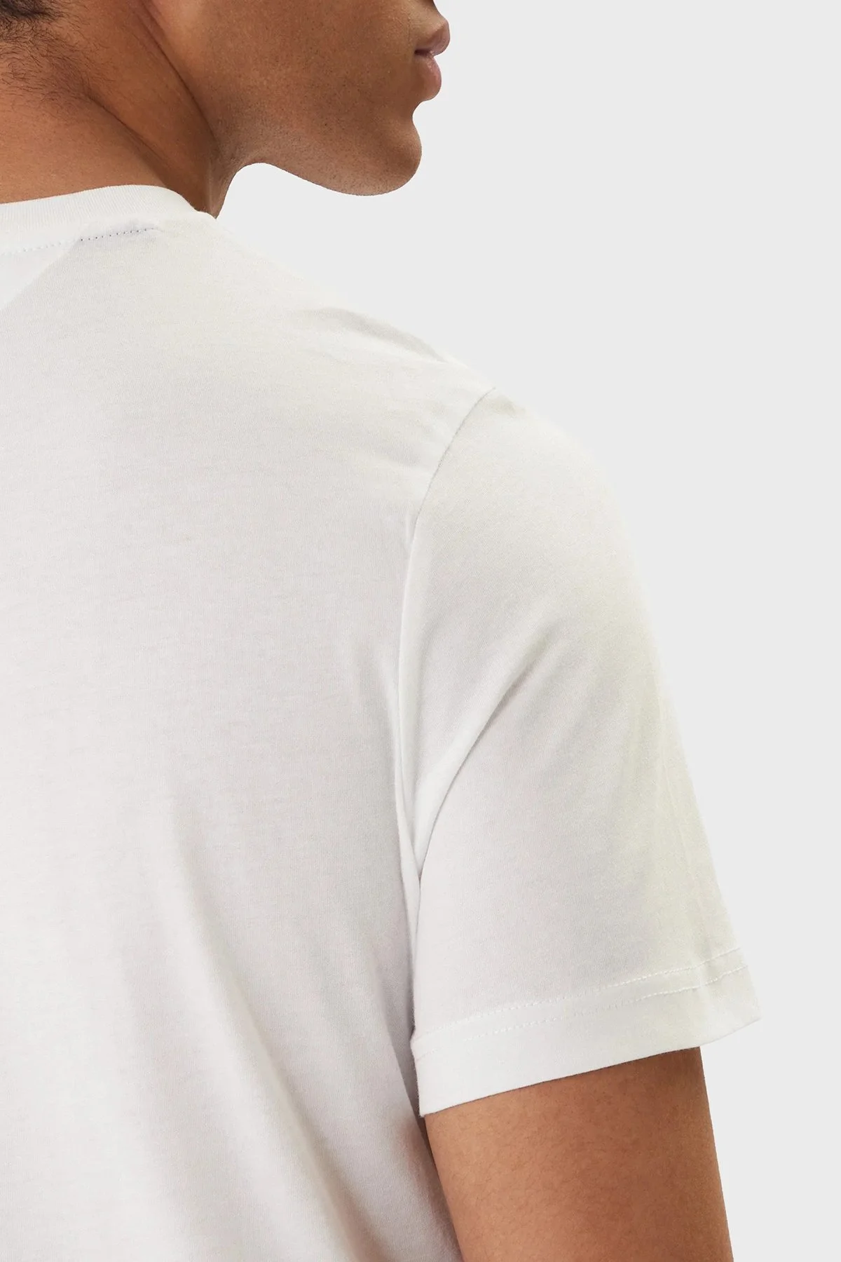 Tommy Hilfiger Logolu % 100 Pamuk Regular Fit Bisiklet Yaka Erkek T Shirt MW0MW42369 YBR BEYAZ - 5