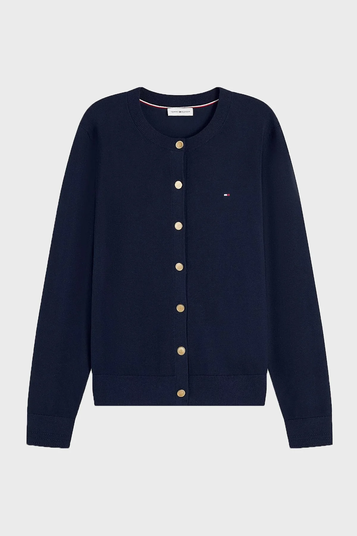 Tommy Hilfiger Logolu %100 Pamuk Regular Fit Düğmeli Kadın Kazak WW0WW42370 C1G Lacivert - 5