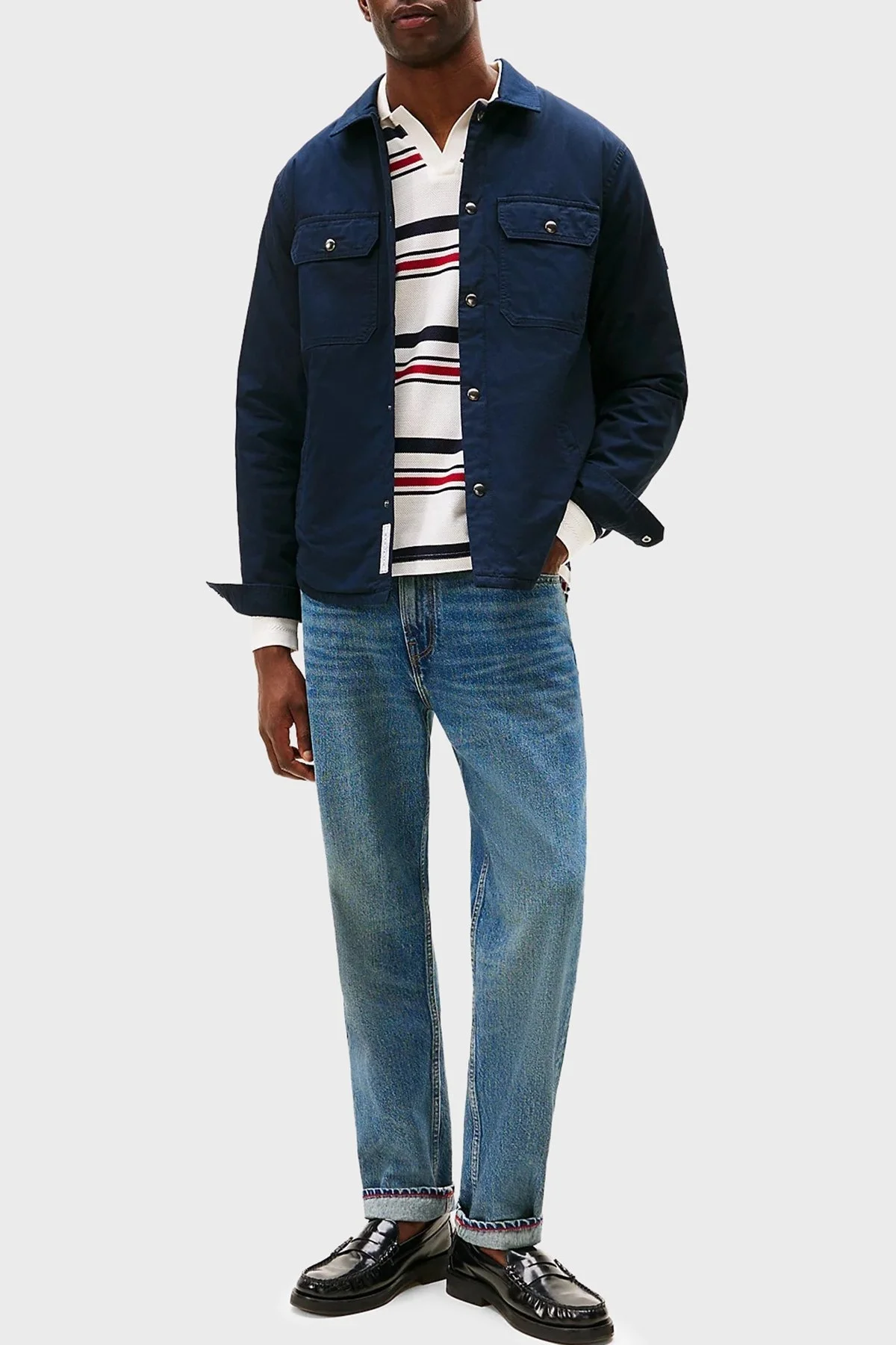 Tommy Hilfiger Logolu % 100 Pamuk Regular Fit Erkek Gömlek Ceket MW0MW40611 DW5 LACİVERT - 2