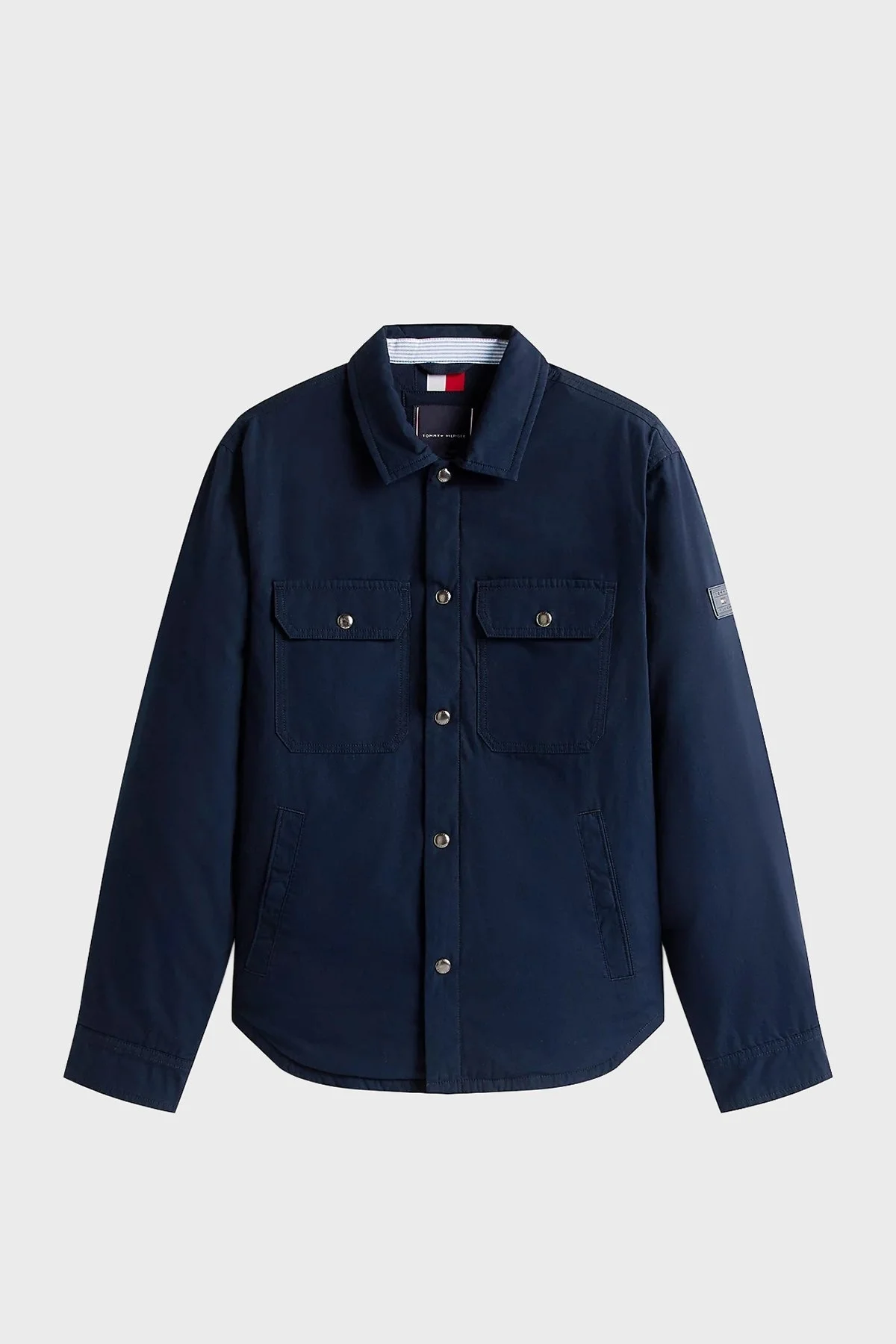 Tommy Hilfiger Logolu % 100 Pamuk Regular Fit Erkek Gömlek Ceket MW0MW40611 DW5 LACİVERT - 5