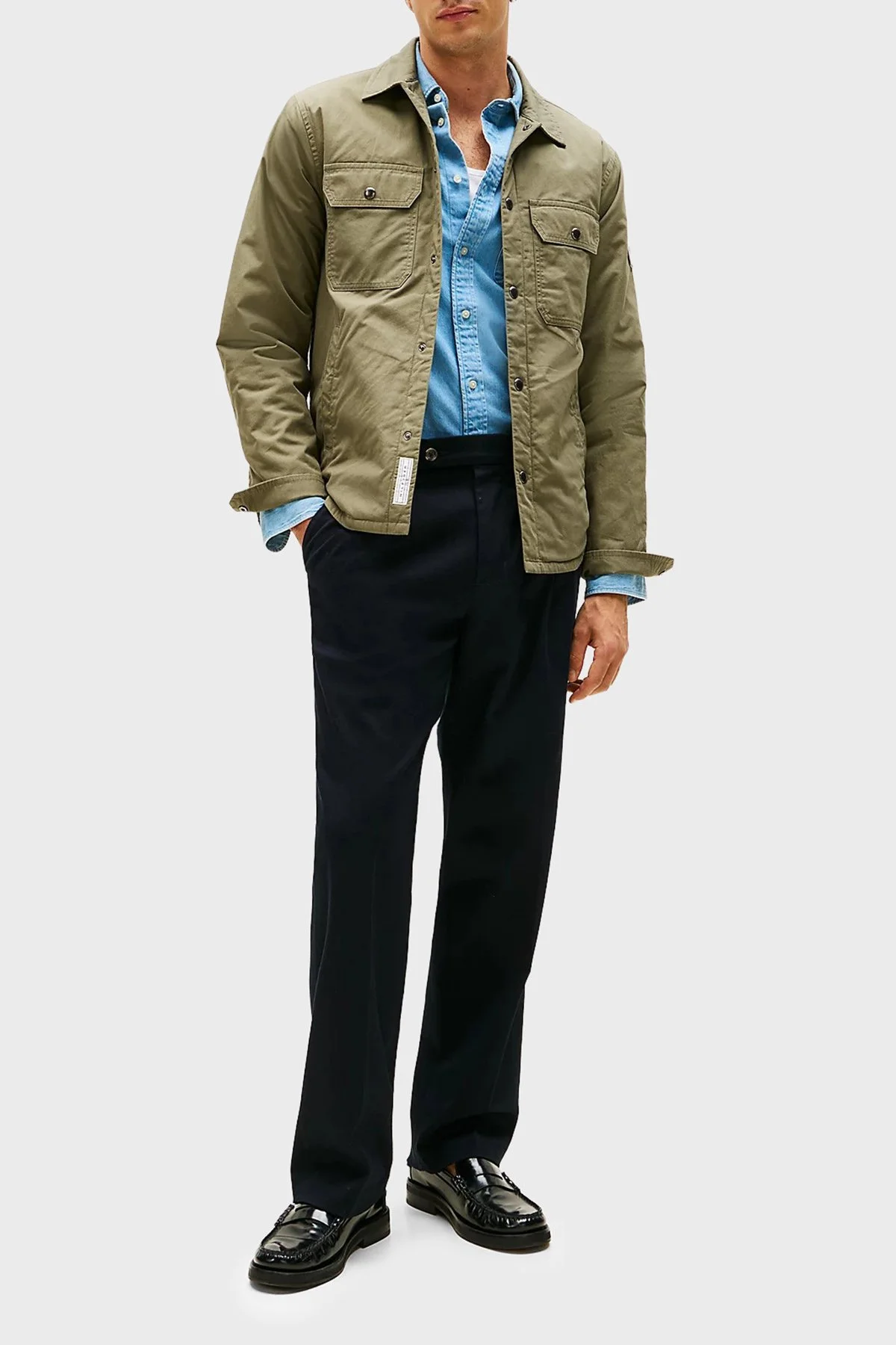 Tommy Hilfiger Logolu % 100 Pamuk Regular Fit Erkek Gömlek Ceket MW0MW40611 PLI YEŞİL - 2