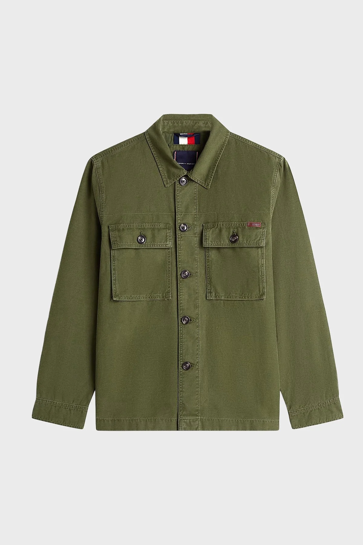 Tommy Hilfiger Logolu % 100 Pamuk Regular Fit Erkek Gömlek Ceket MW0MW41873 M1Q YEŞİL - 5