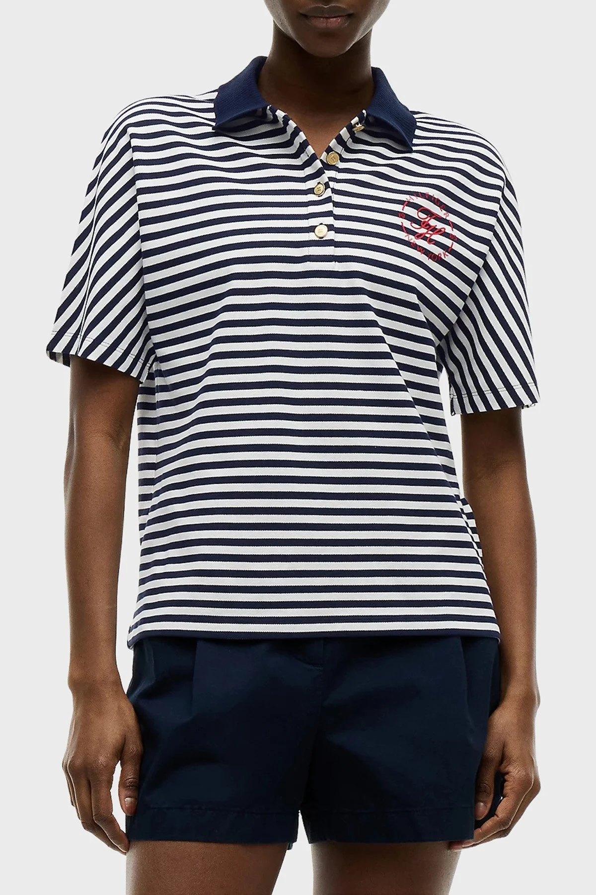 Tommy Hilfiger Logolu %100 Pamuk Regular Fit Kadın Polo Yaka T Shirt WW0WW50034 0BA Açık mavi - 1