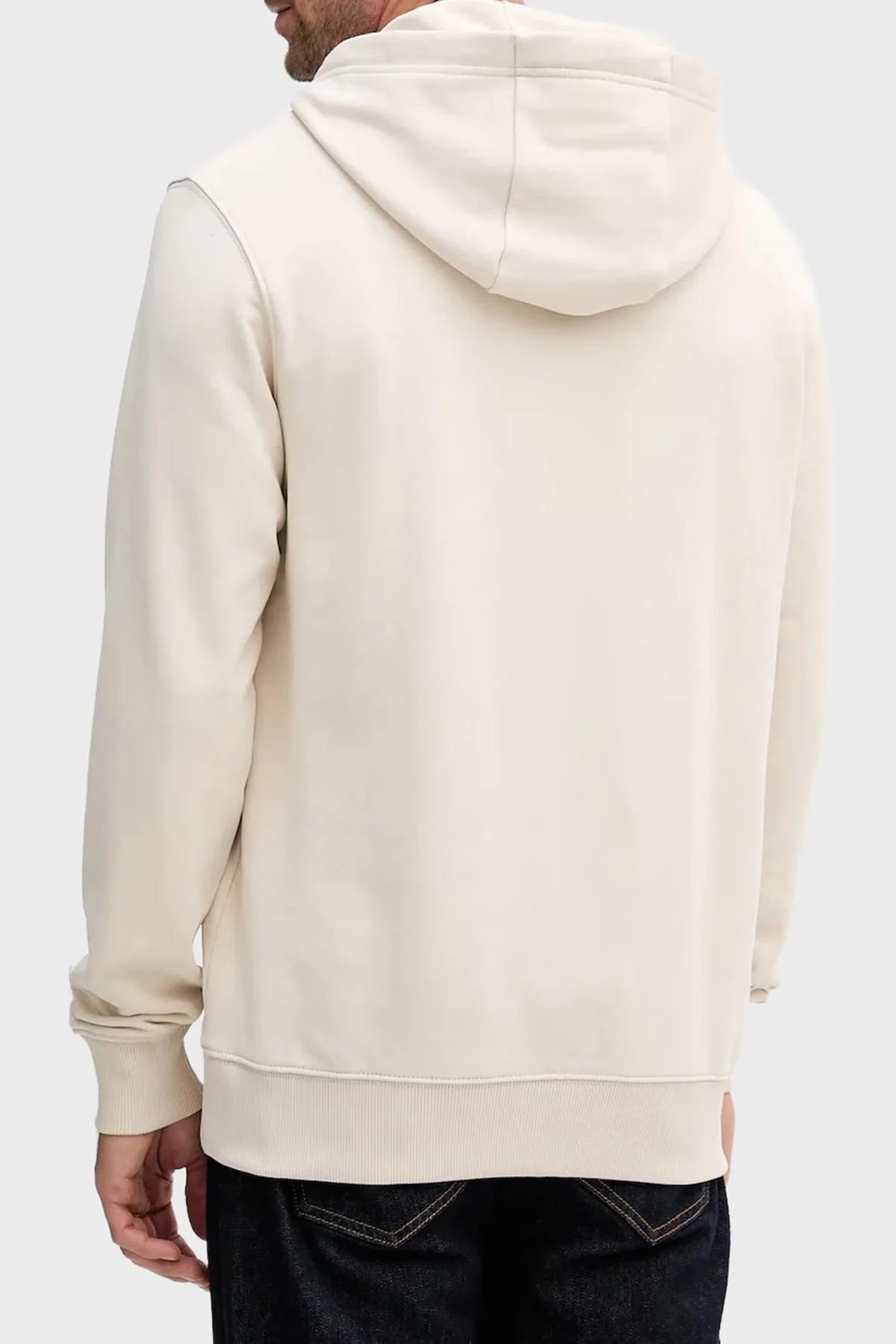 Tommy Hilfiger Logolu % 100 Pamuk Relaxed Fit Kapüşonlu Kanguru Cepli Erkek Sweat MW0MW40534 ACG BEJ - 2