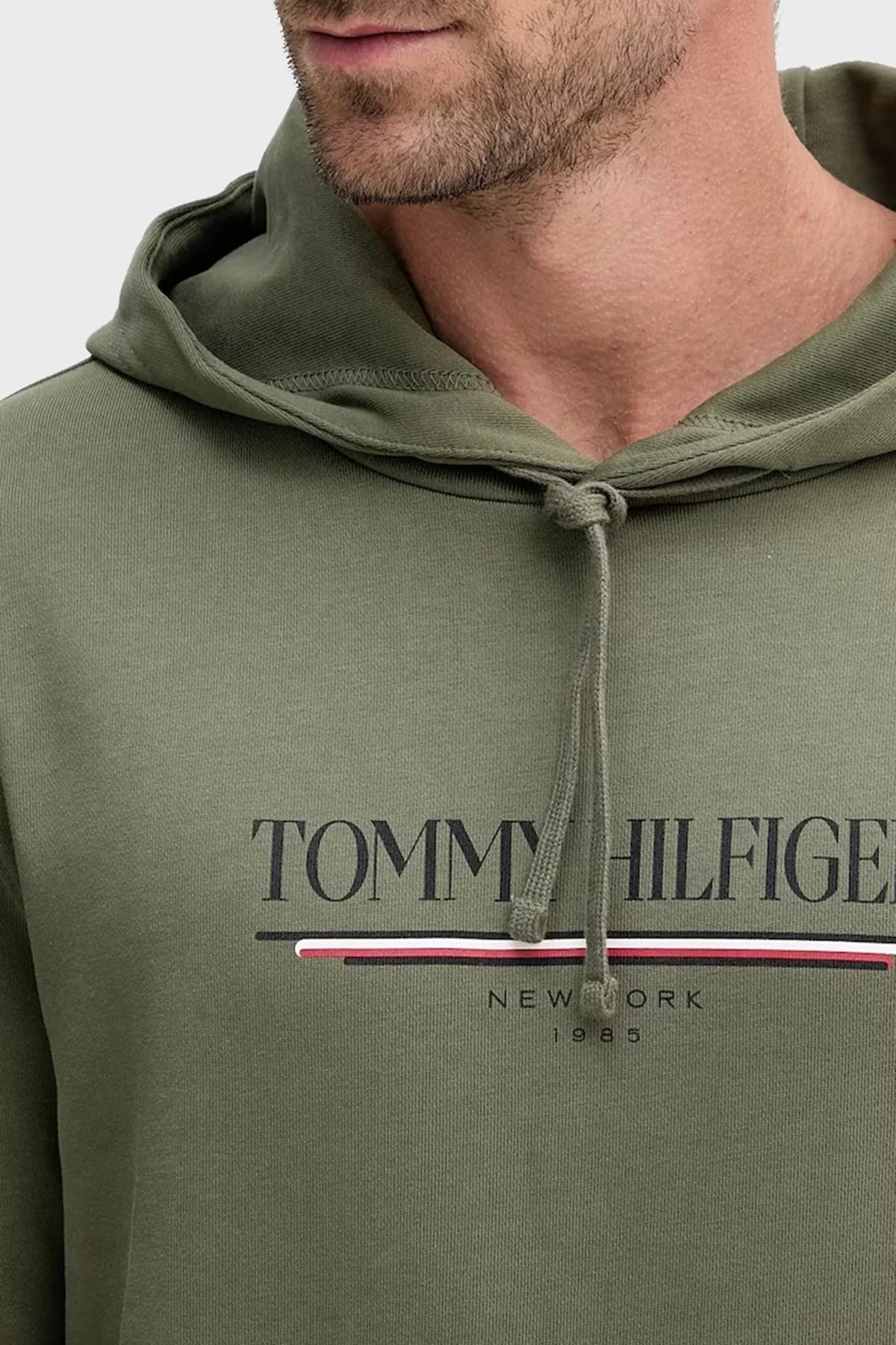 Tommy Hilfiger Logolu % 100 Pamuk Relaxed Fit Kapüşonlu Kanguru Cepli Erkek Sweat MW0MW40534 PLI YEŞİL - 3