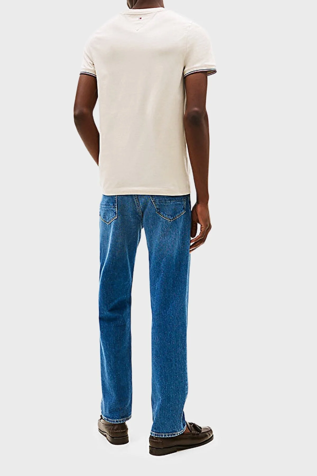 Tommy Hilfiger Logolu % 100 Pamuk Slim Fit Bisiklet Yaka Erkek T Shirt MW0MW32584 ACG BEJ - 8