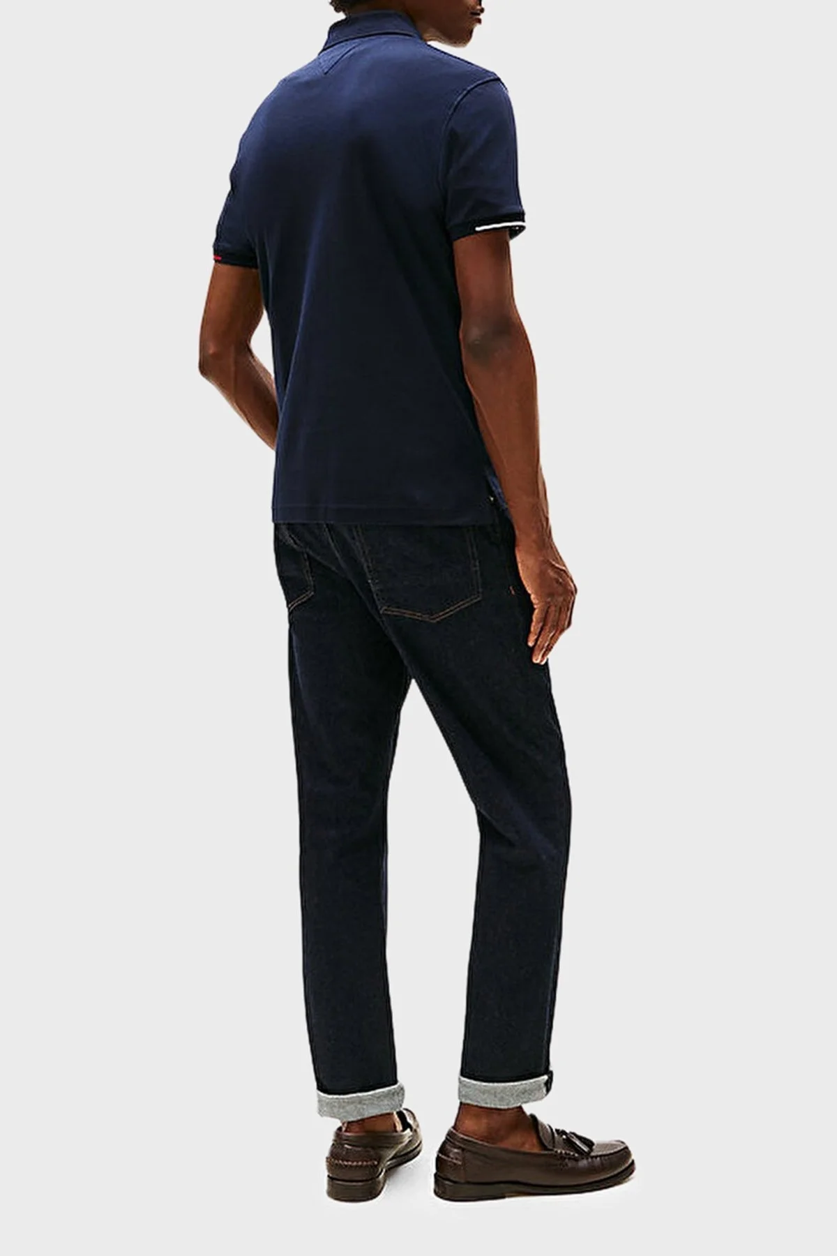 Tommy Hilfiger Logolu % 100 Pamuk Slim Fit Düğmeli Erkek Polo Yaka T Shirt MW0MW39348 DW5 LACİVERT - 3