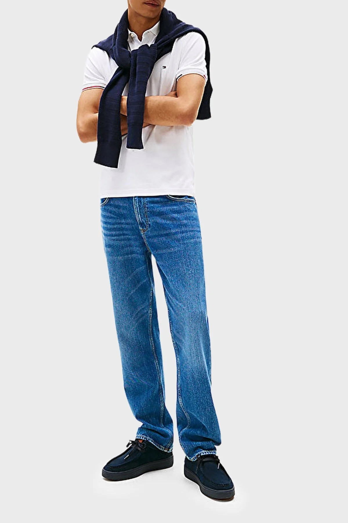 Tommy Hilfiger Logolu % 100 Pamuk Slim Fit Düğmeli Erkek Polo Yaka T Shirt MW0MW39348 YBR BEYAZ - 2